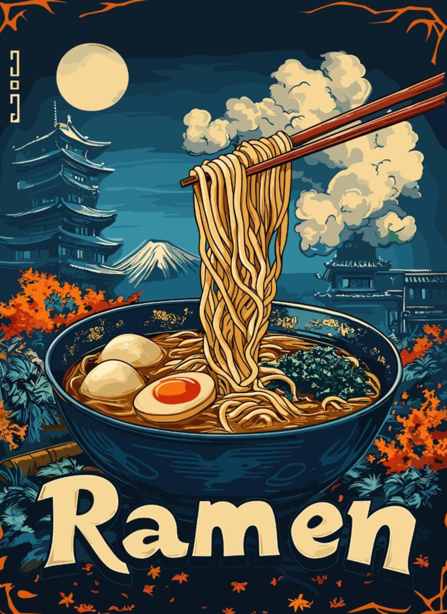 Ramen Poster, Ramen Print, Noodles Print, Ramen Noodles Print, Home Décor, Spicy Noodles Art, Cup Ramen Poster, Ramen Bowl Print