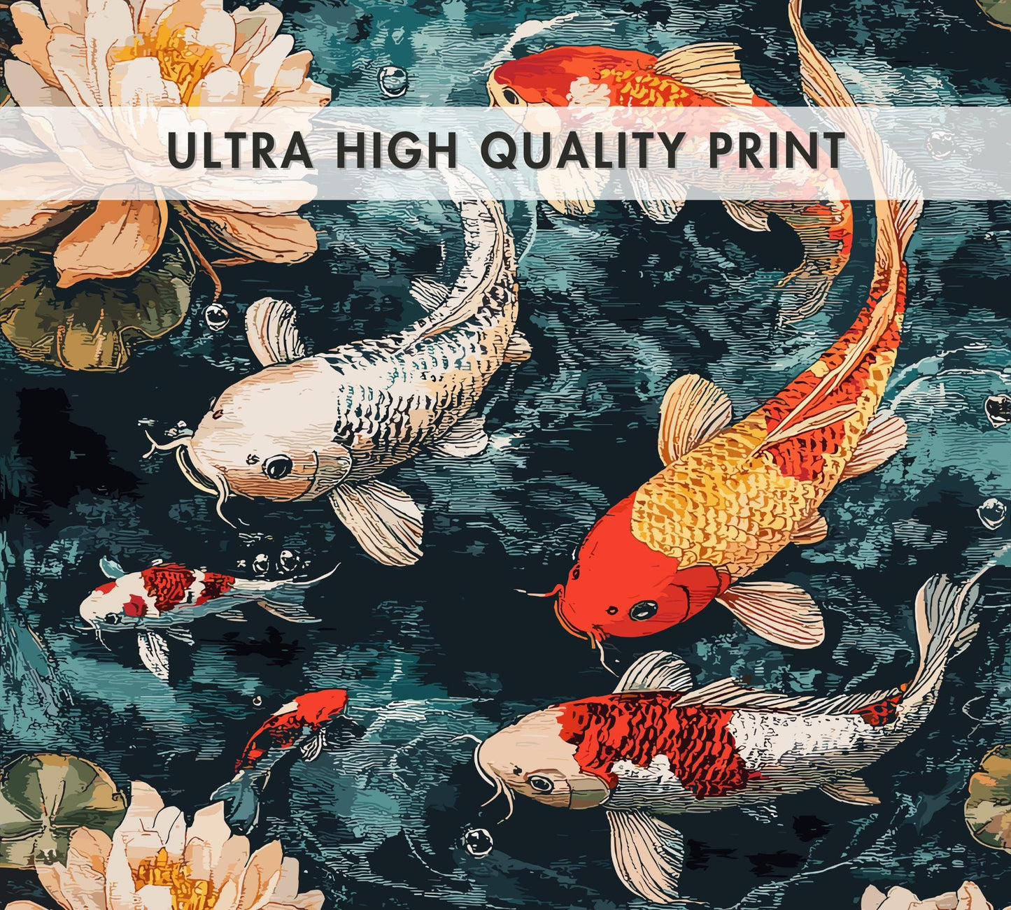 Koi Fish Pond Poster, Koi Fish Japan Poster, Koi Fish Poster, Japan Print, Home Décor, Koi Fish Art, Japanese Koi Fish Poster, Japanese Koi Fish