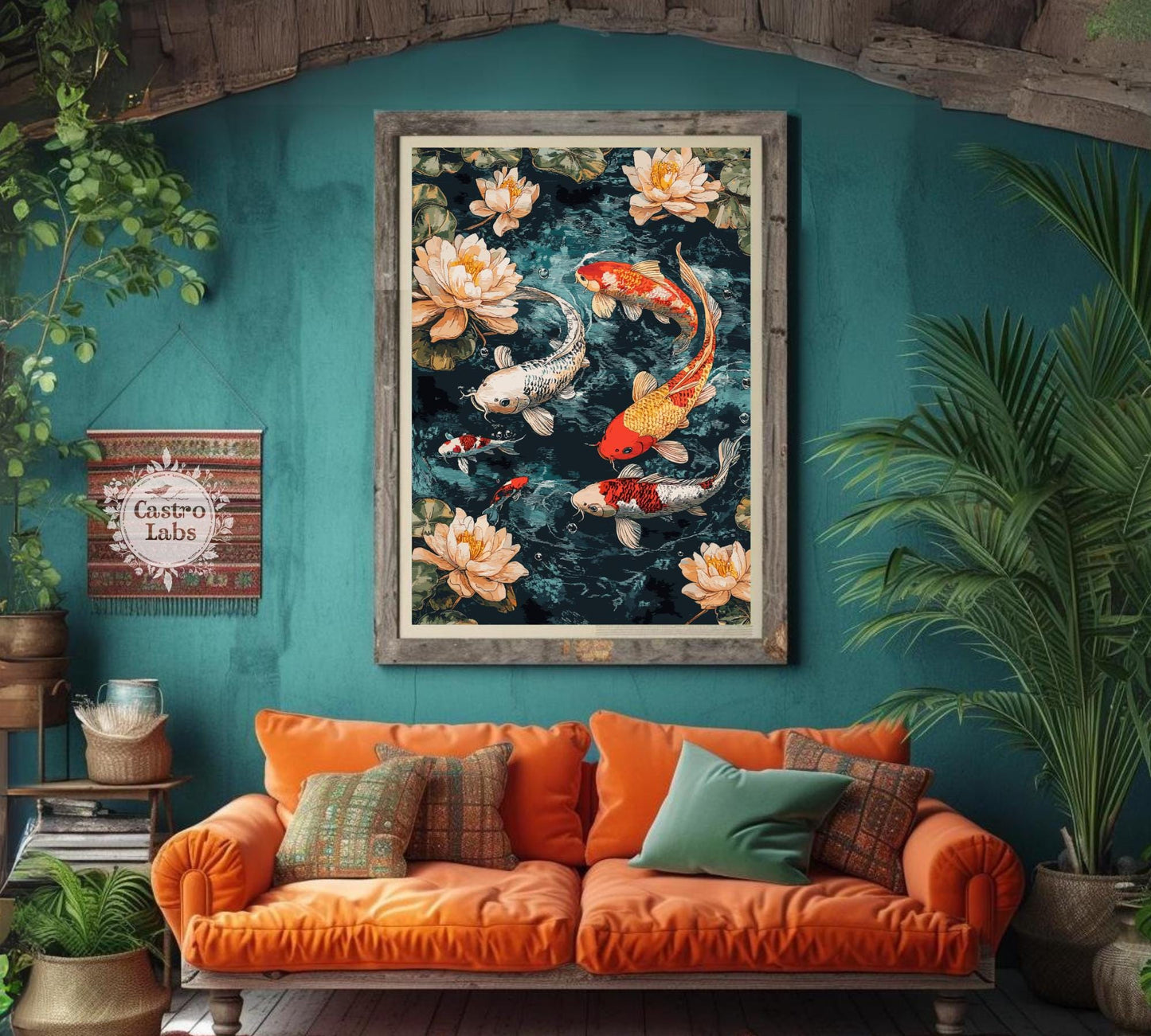 Koi Fish Pond Poster, Koi Fish Japan Poster, Koi Fish Poster, Japan Print, Home Décor, Koi Fish Art, Japanese Koi Fish Poster, Japanese Koi Fish