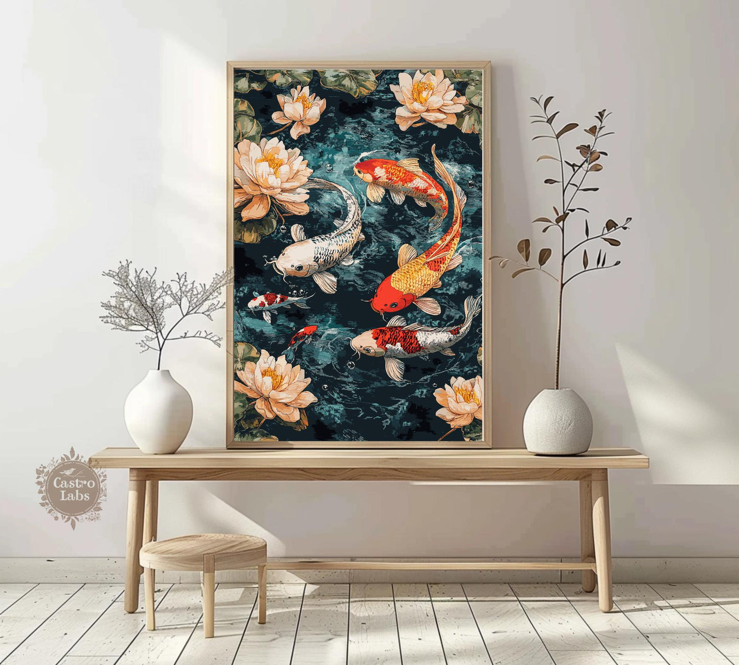 Koi Fish Pond Poster, Koi Fish Japan Poster, Koi Fish Poster, Japan Print, Home Décor, Koi Fish Art, Japanese Koi Fish Poster, Japanese Koi Fish