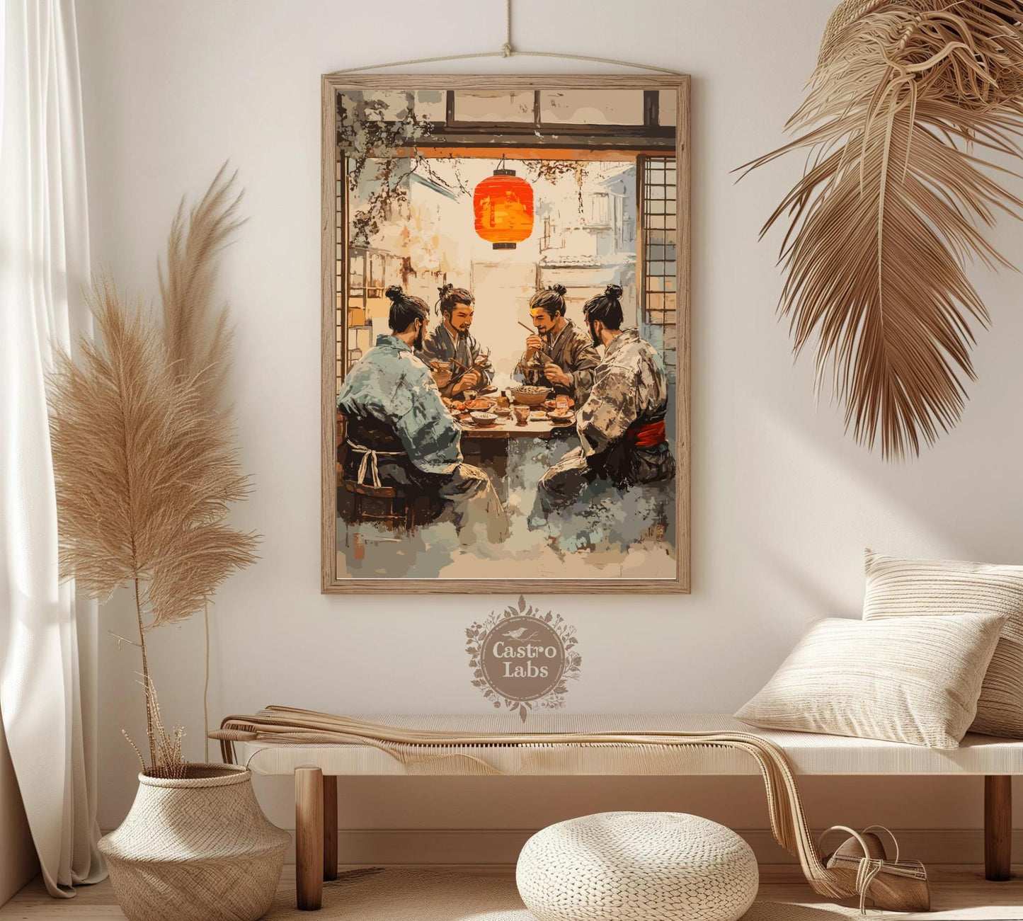 Samurai eating Ramen Poster, Japanese Samurai Poster, Ramen Poster, Home Décor, Japanese Food Poster Japanese Restaurant, Samurai Poster