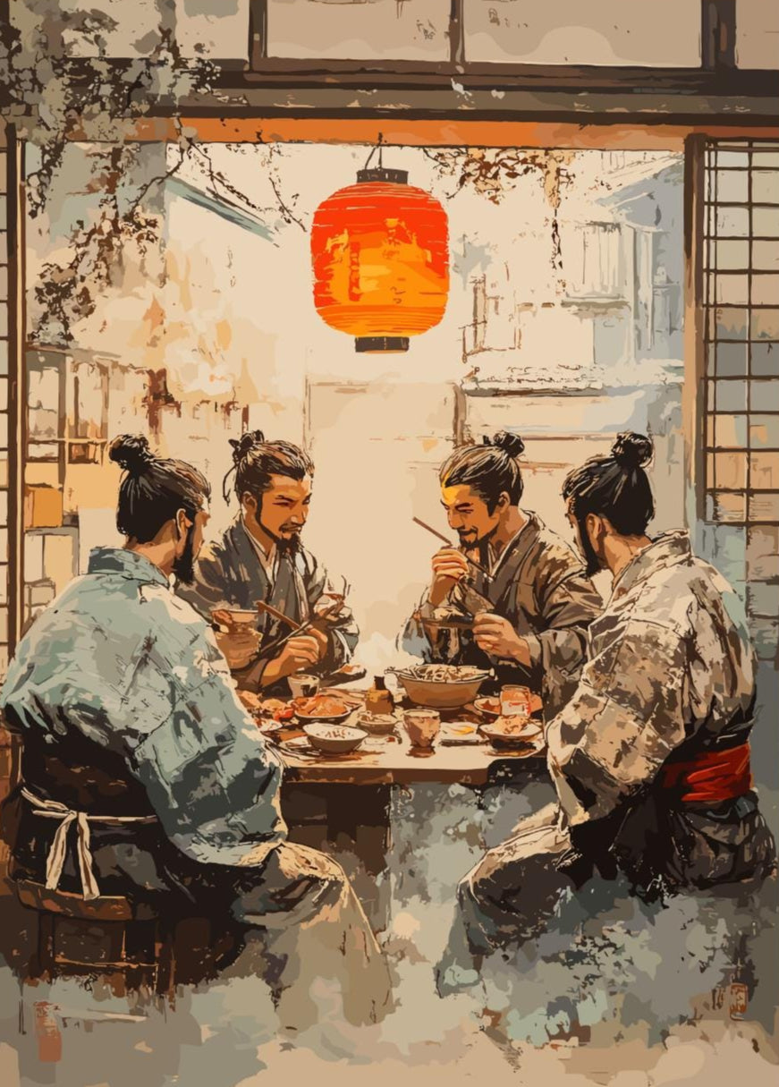 Samurai eating Ramen Poster, Japanese Samurai Poster, Ramen Poster, Home Décor, Japanese Food Poster Japanese Restaurant, Samurai Poster