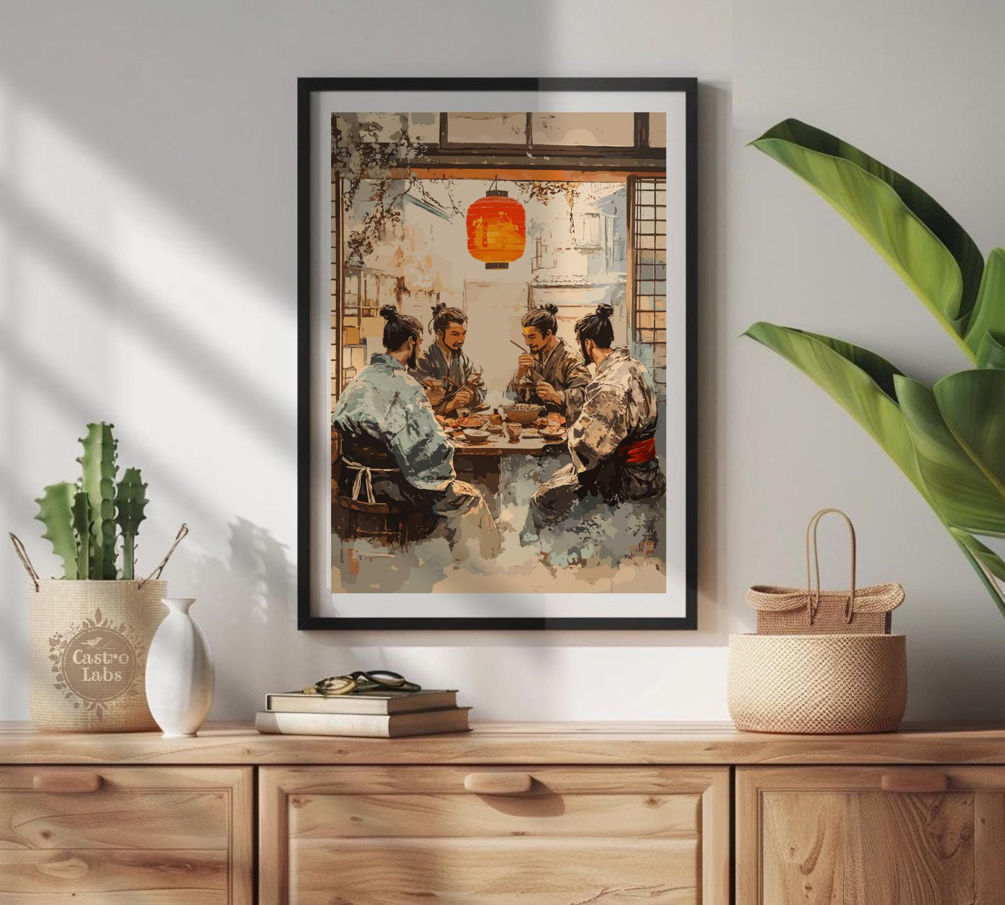 Samurai eating Ramen Poster, Japanese Samurai Poster, Ramen Poster, Home Décor, Japanese Food Poster Japanese Restaurant, Samurai Poster