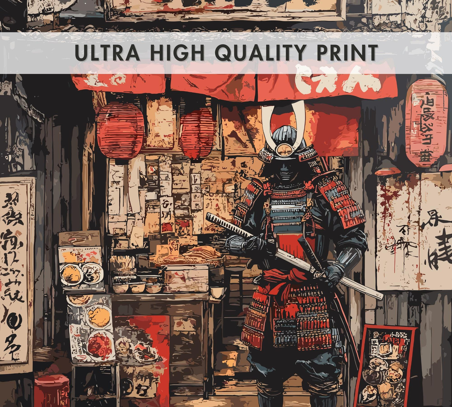 Samurai Print, Ramen shop Poster, Japanese Samurai Print, Ramen Poster, Home Décor, Japanese Food Print, Japanese Restaurant Poster