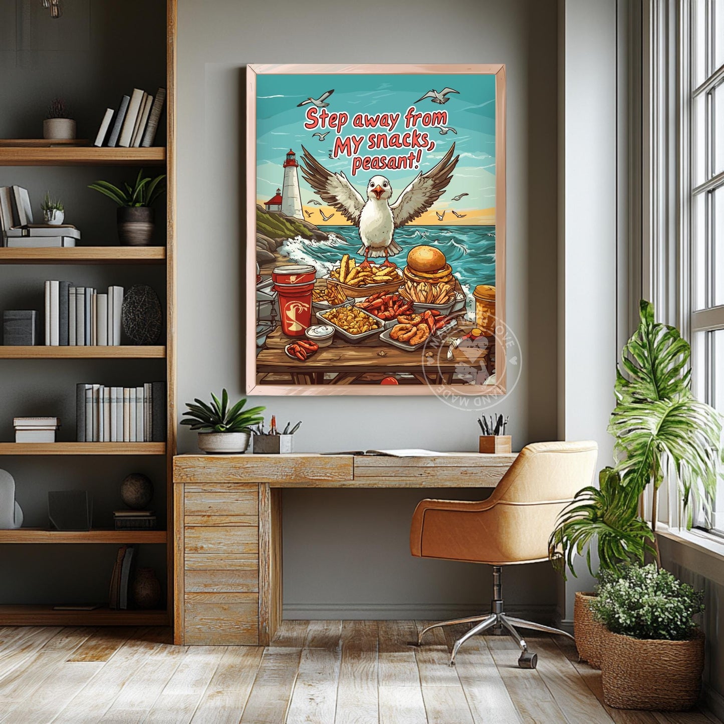 Funny Seagull Poster – “Step Away from My Snacks”