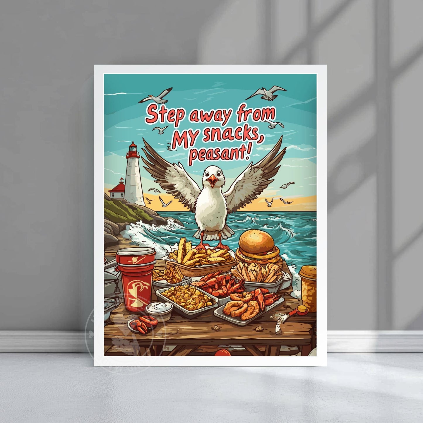 Funny Seagull Poster – “Step Away from My Snacks”