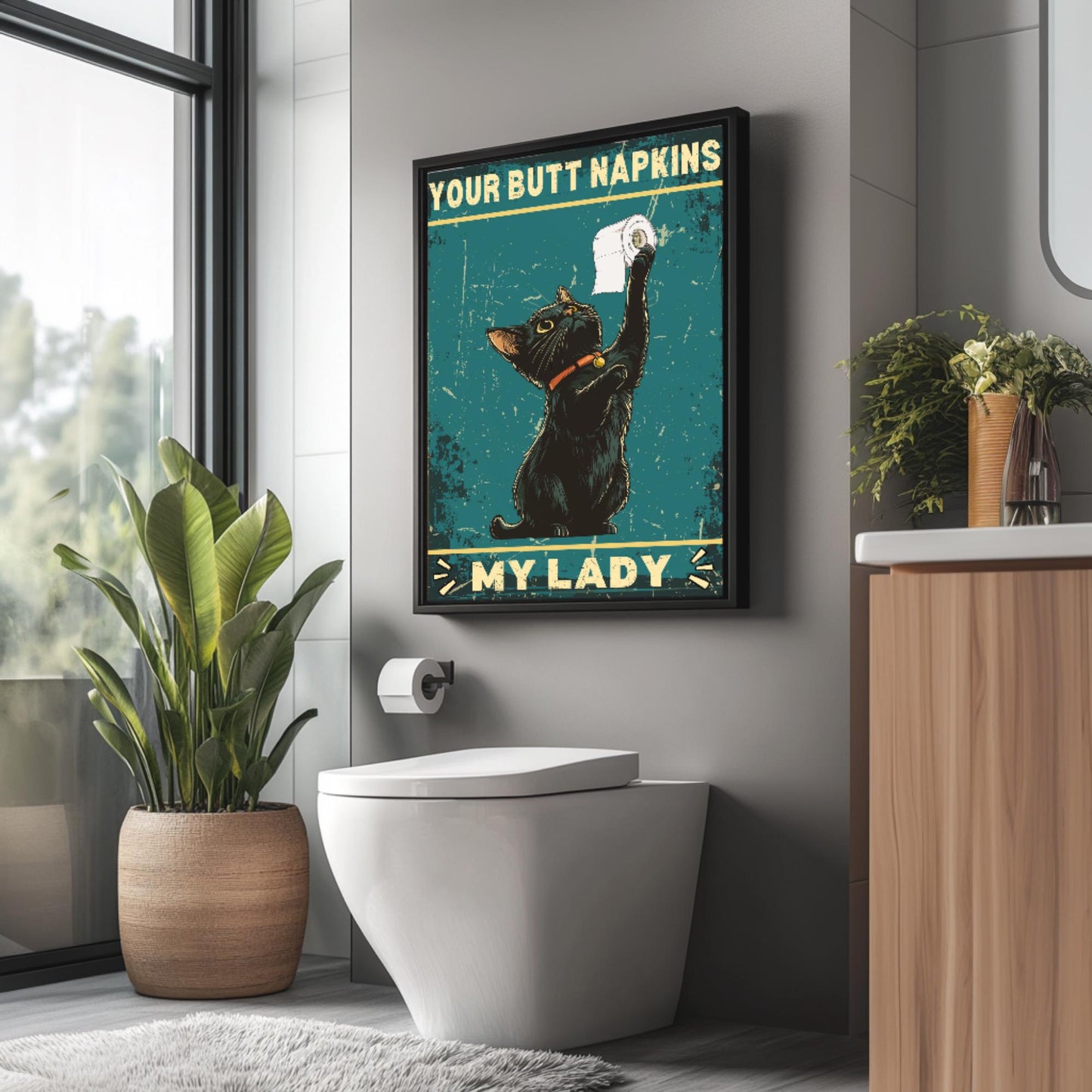 Funny Cat Bathroom Print