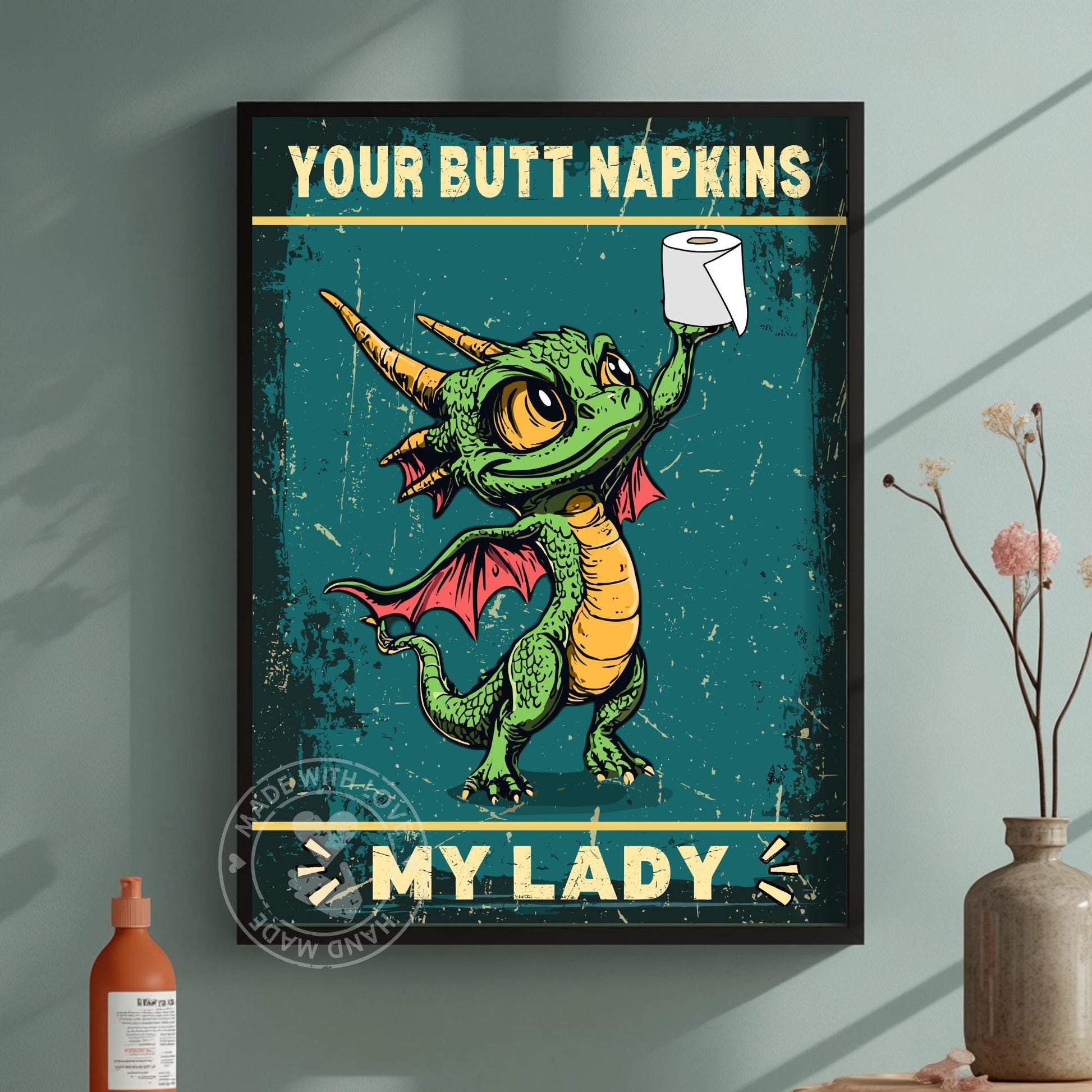 Funny Dragon Bathroom Print