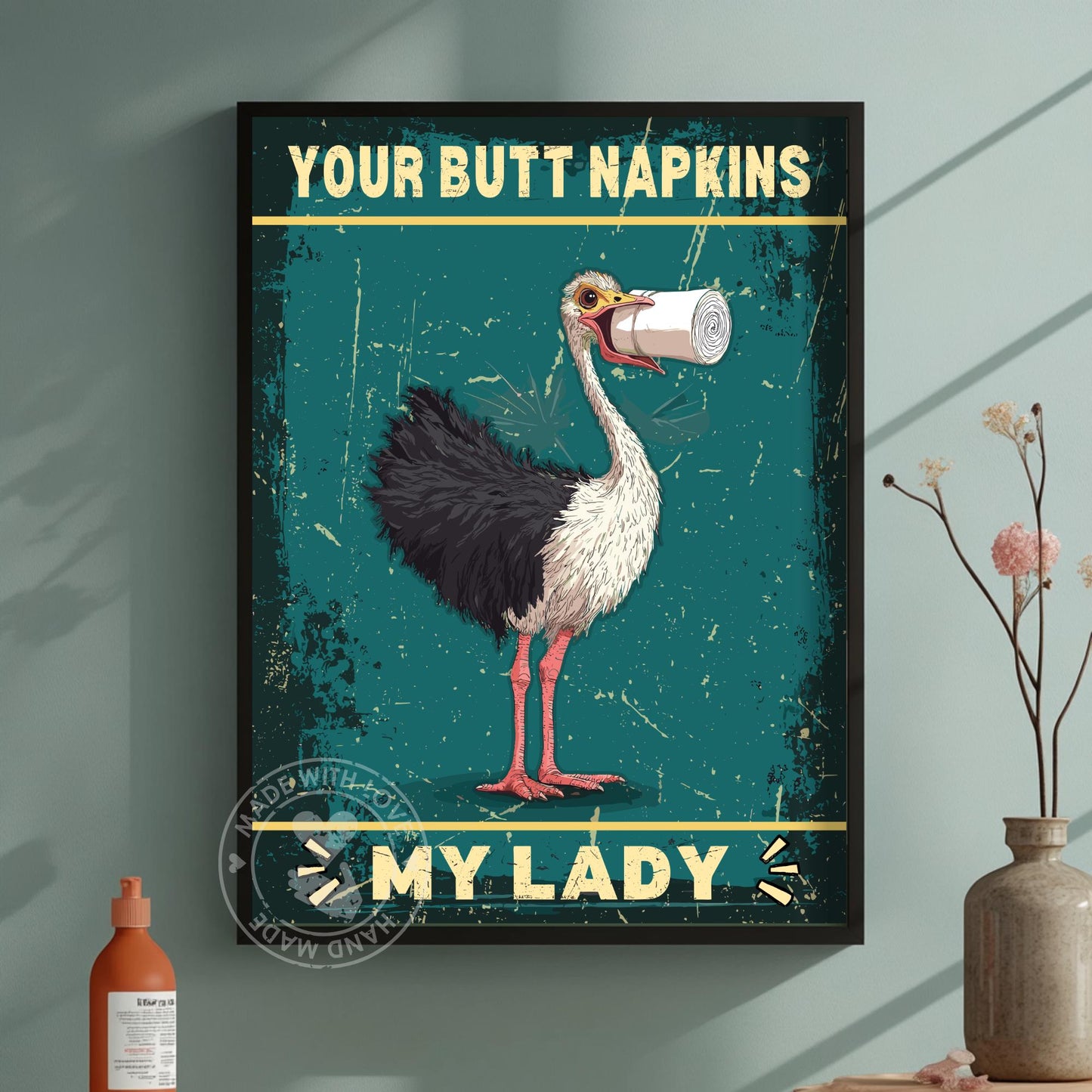Funny Ostrich Bathroom Print