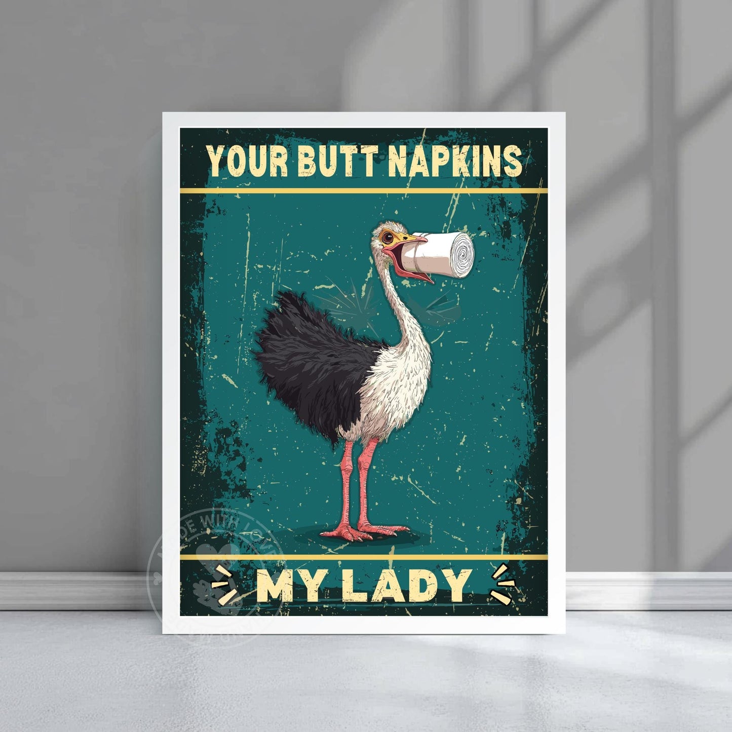 Funny Ostrich Bathroom Print