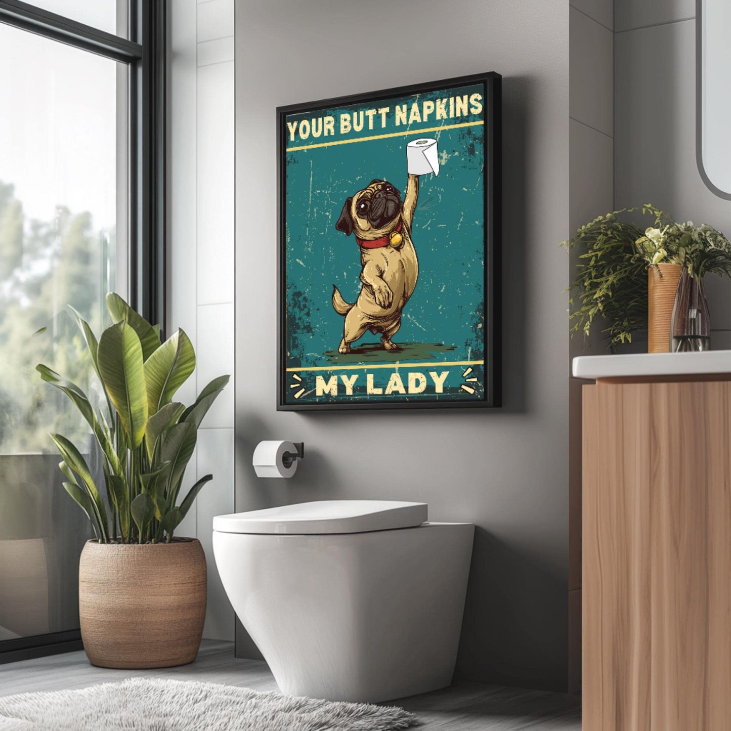 Funny Pug Bathroom Print