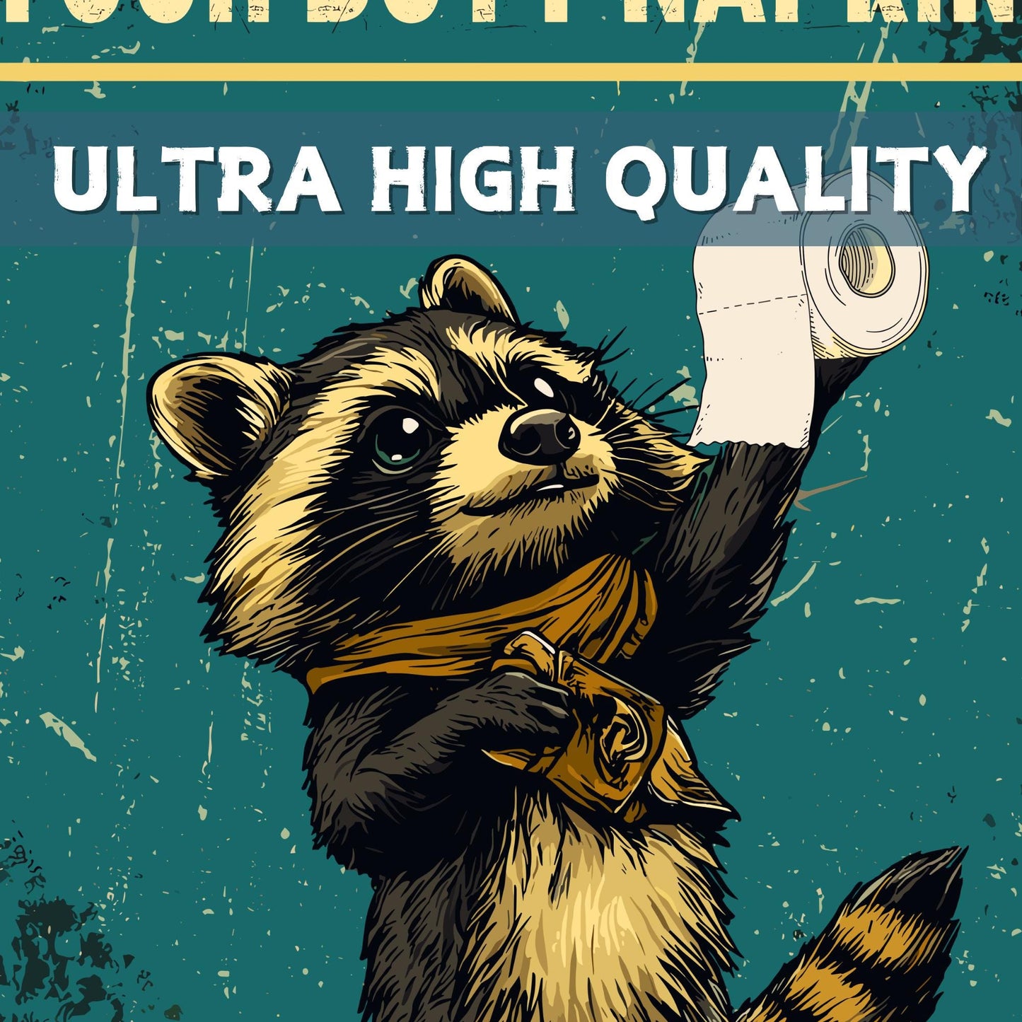 Funny Raccoon Bathroom Print