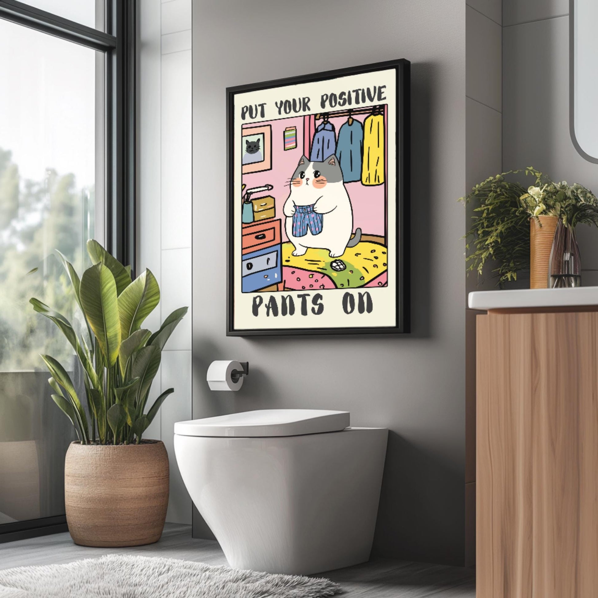 Put Your Positive Pants On – Funny Cat Poster