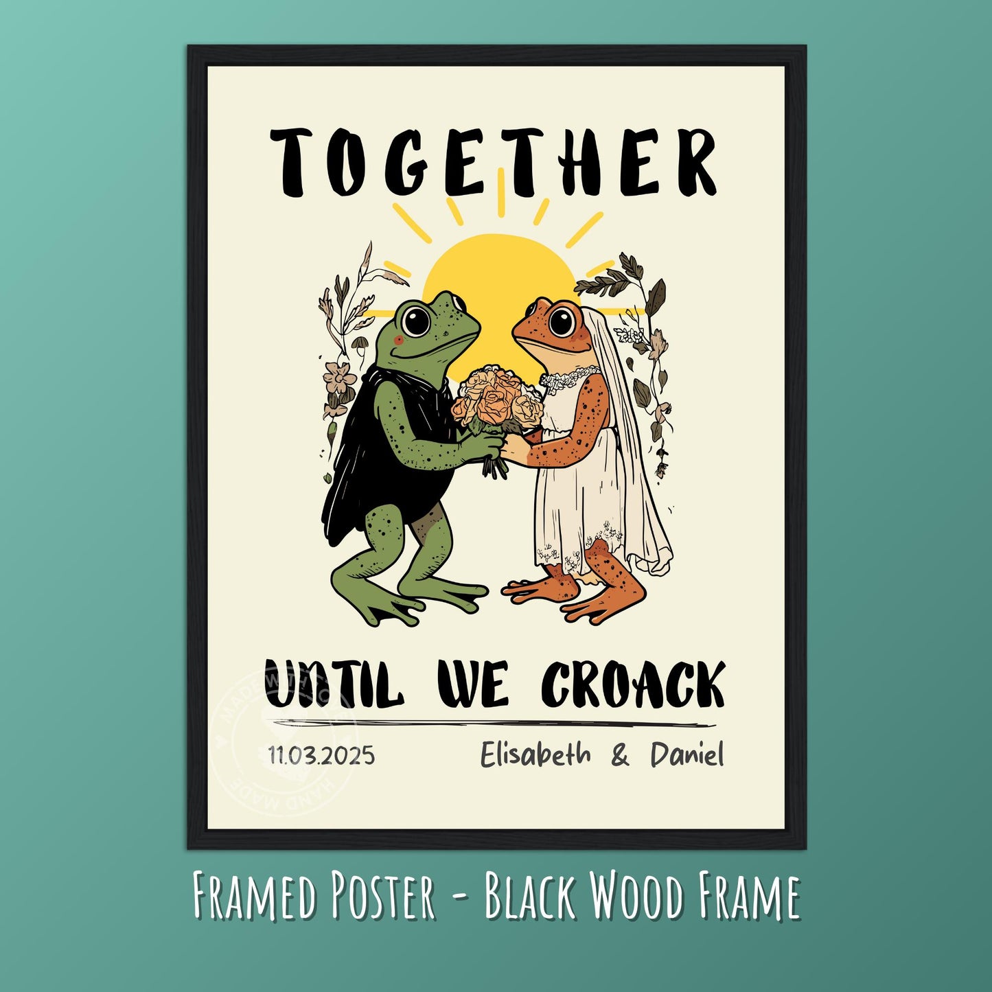 Custom Frog Couple Portrait – Personalized Retro Art Print