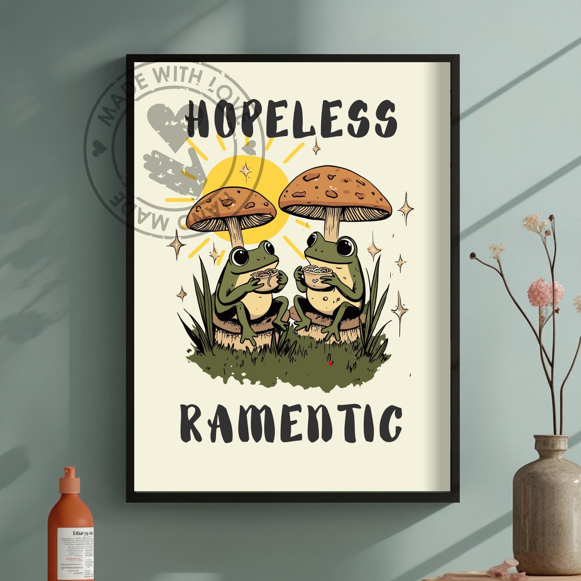 Hopelessly Ramentic Frog Print – Cute Ramen Lover Art