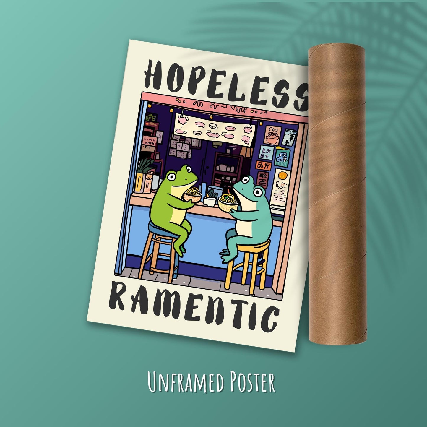 Hopelessly Ramentic Frog Poster – Kawaii Ramen Shop Art