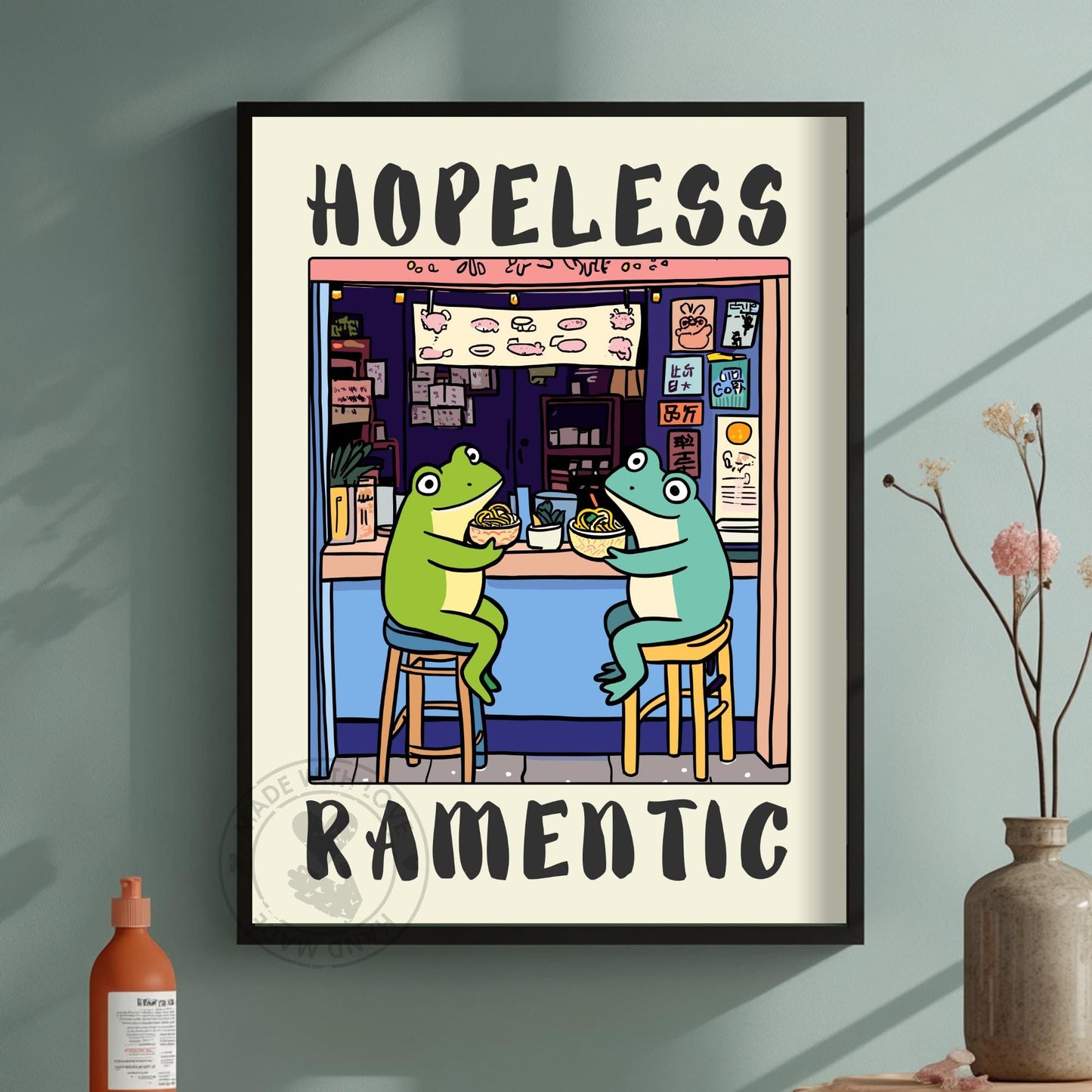 Hopelessly Ramentic Frog Poster – Kawaii Ramen Shop Art