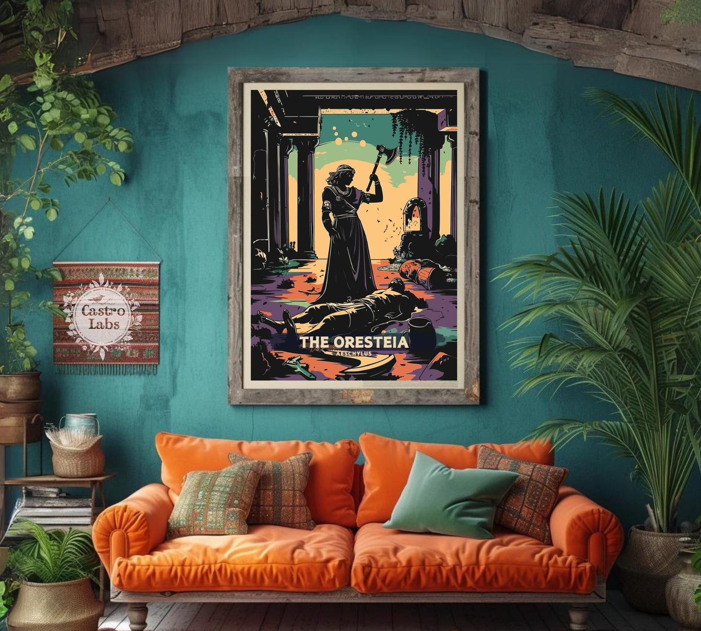 The Oresteia by Aeschylus Poster, The Oresteia, Greek Mythology, Greek Tragedy Poster, Ancient Greek Art, The murder of Agamemnon by Clytemnestra