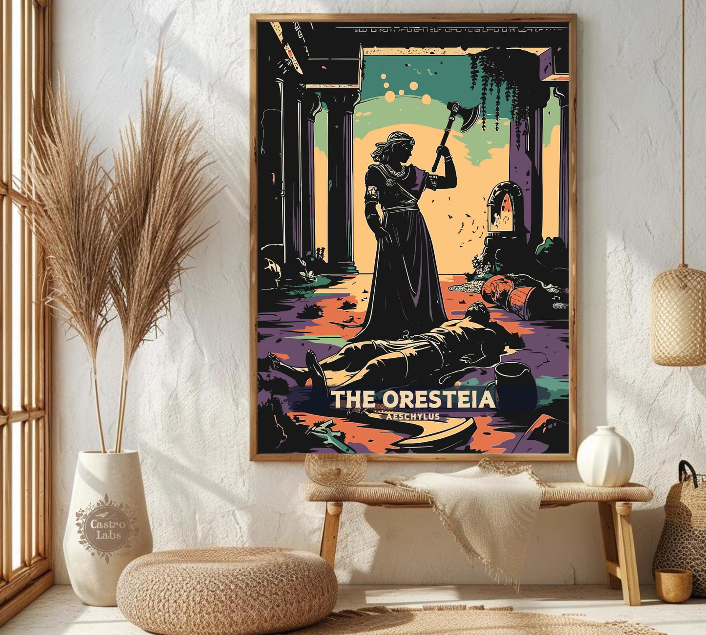 The Oresteia by Aeschylus Poster, The Oresteia, Greek Mythology, Greek Tragedy Poster, Ancient Greek Art, The murder of Agamemnon by Clytemnestra