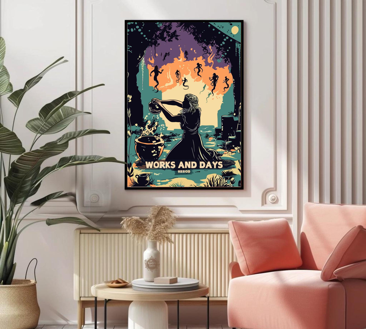 Works and Days Poster, Works and Days Poem by Hesiod, Epic Poetry, Greek Mythology, Farmers almanac Poster, Ancient Greek Art, Classic Poetry,