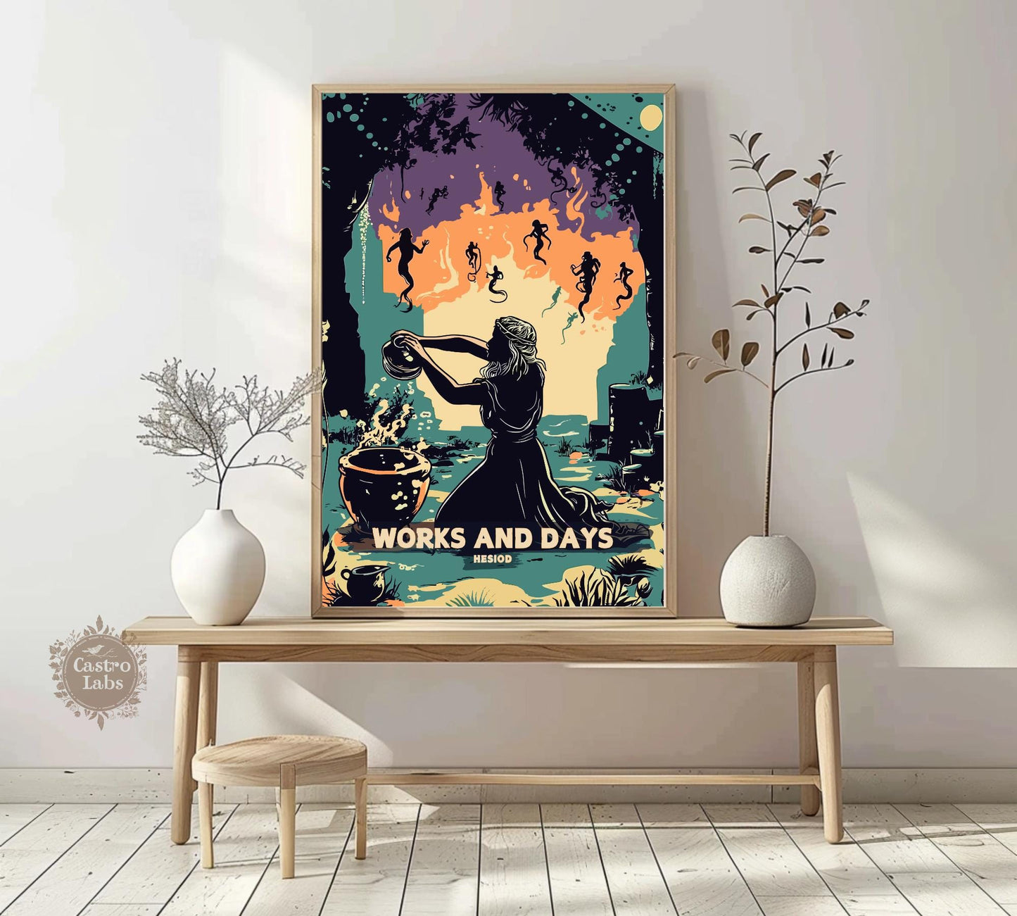 Works and Days Poster, Works and Days Poem by Hesiod, Epic Poetry, Greek Mythology, Farmers almanac Poster, Ancient Greek Art, Classic Poetry,