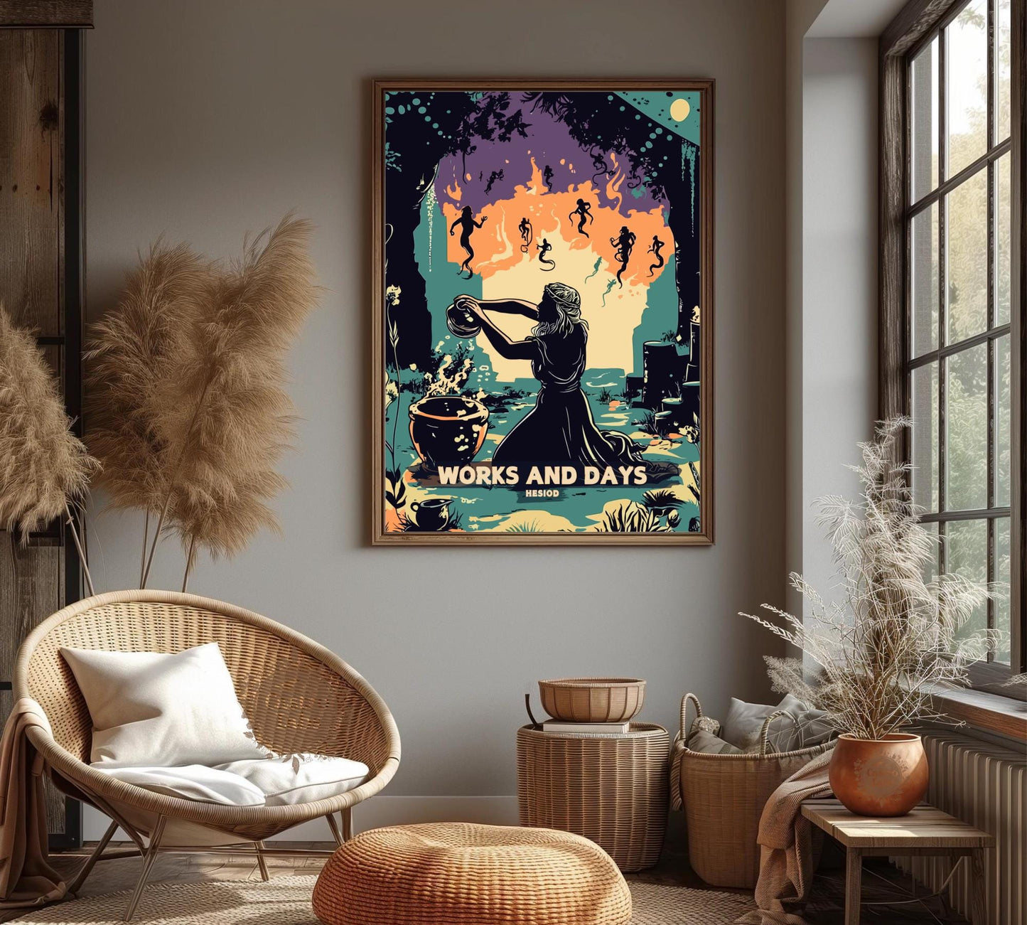 Works and Days Poster, Works and Days Poem by Hesiod, Epic Poetry, Greek Mythology, Farmers almanac Poster, Ancient Greek Art, Classic Poetry,