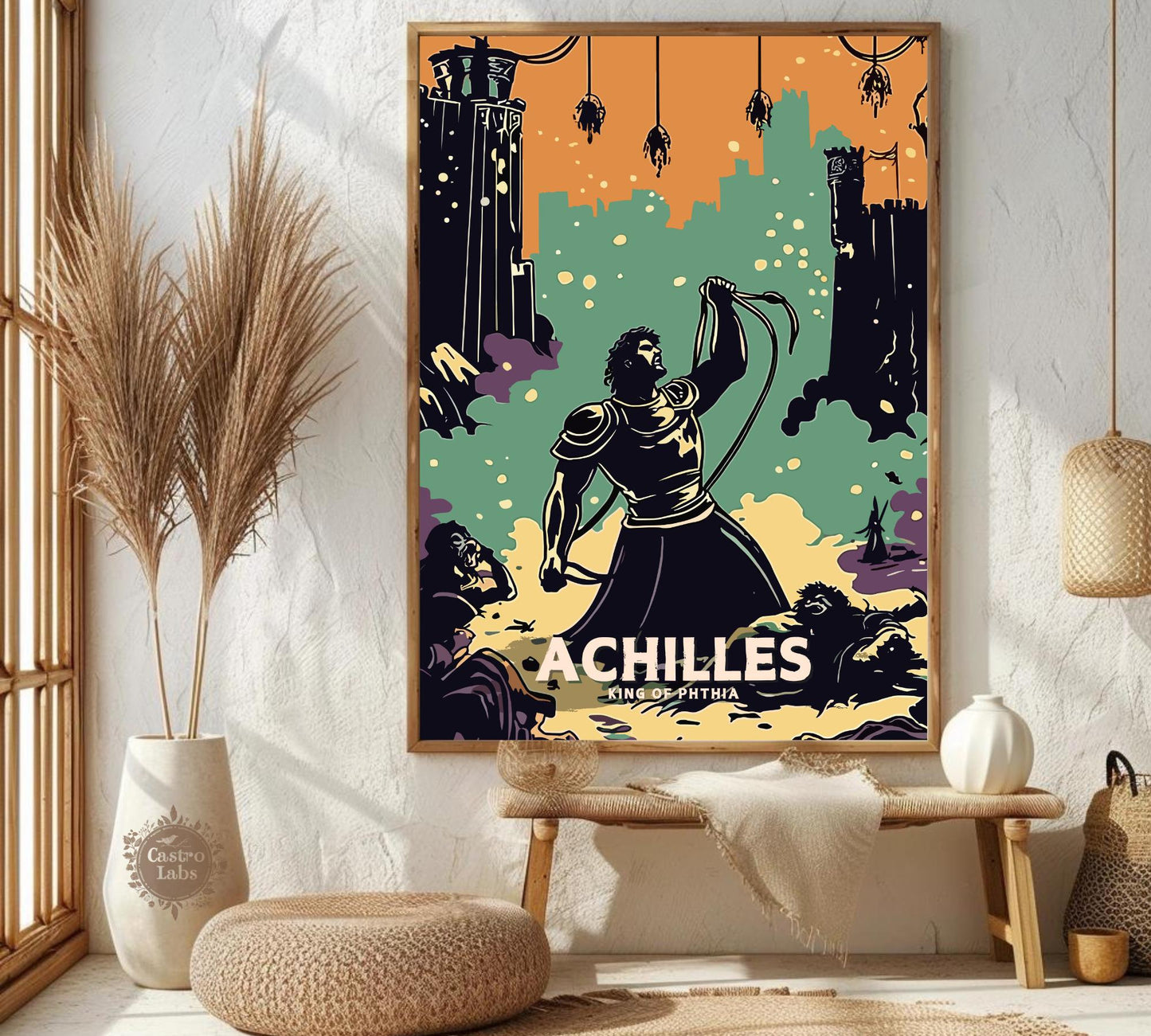 Achilles Poster, Greek Hero Achilles, Achilles hero of the Trojan War, Greek Mythology, Ancient Greek Art, Homer's Iliad,