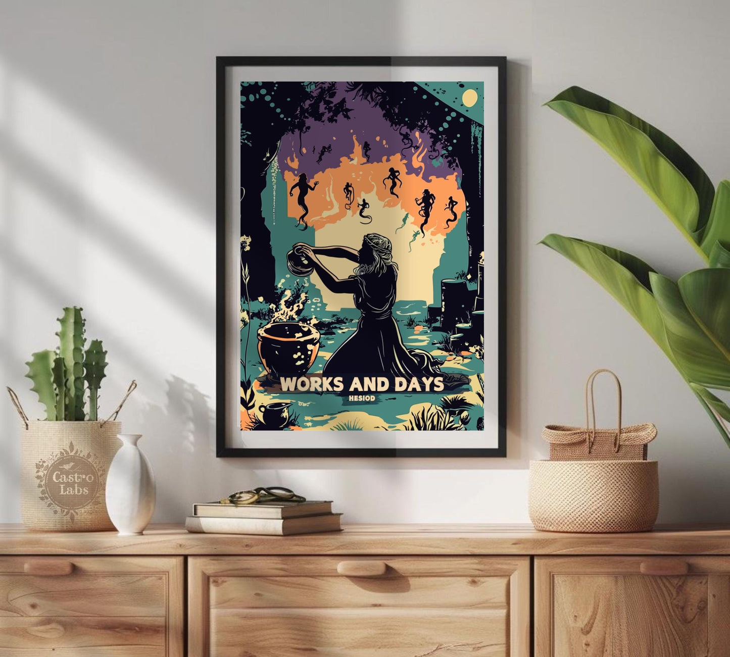 Works and Days Poster, Works and Days Poem by Hesiod, Epic Poetry, Greek Mythology, Farmers almanac Poster, Ancient Greek Art, Classic Poetry,