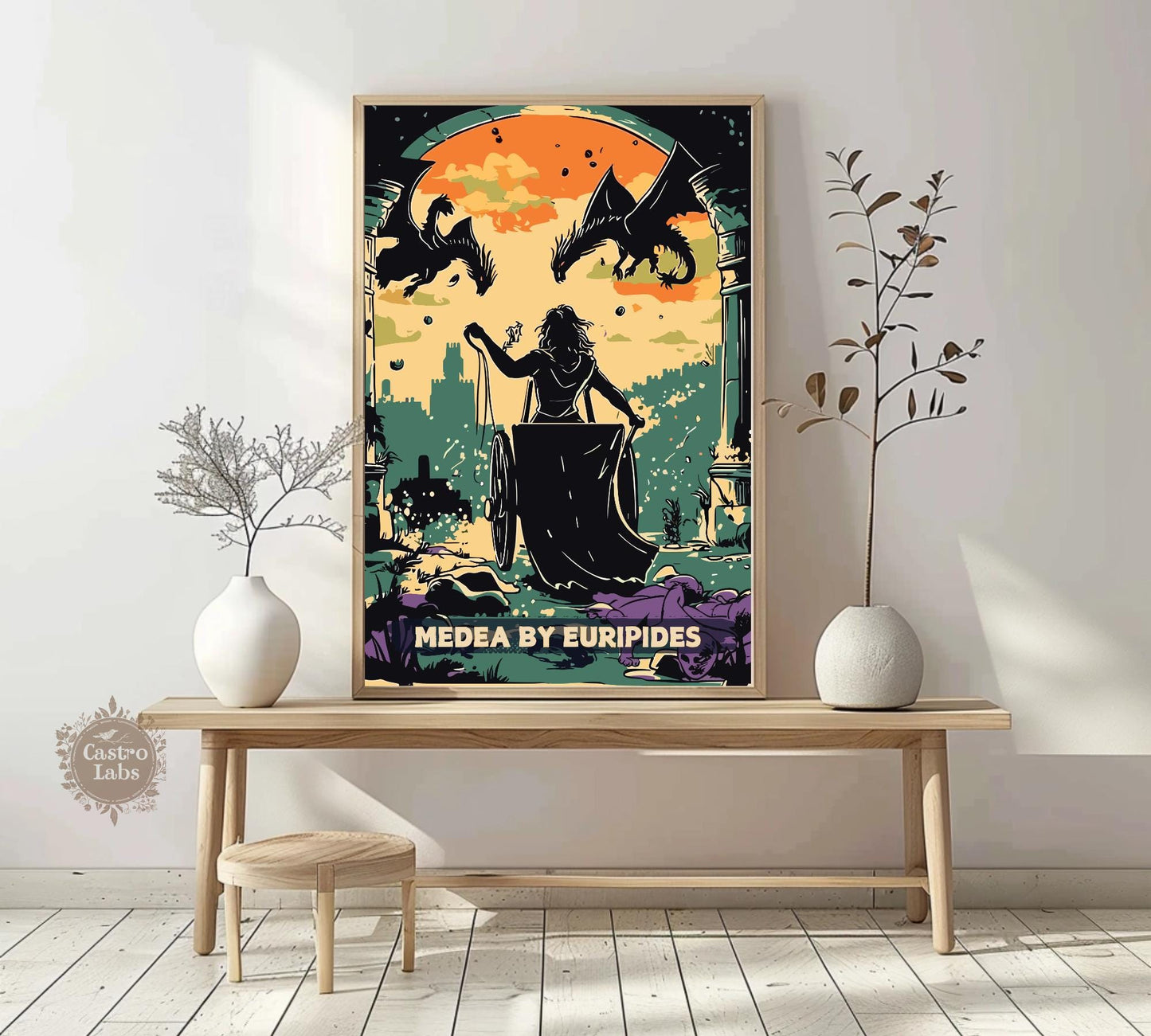 Medea by Euripides Poster, Medea Poster, Greek Mythology, Greek Tragedy, Ancient Greek Art, Greek Myth, Playwright Artwork, Euripides Poster