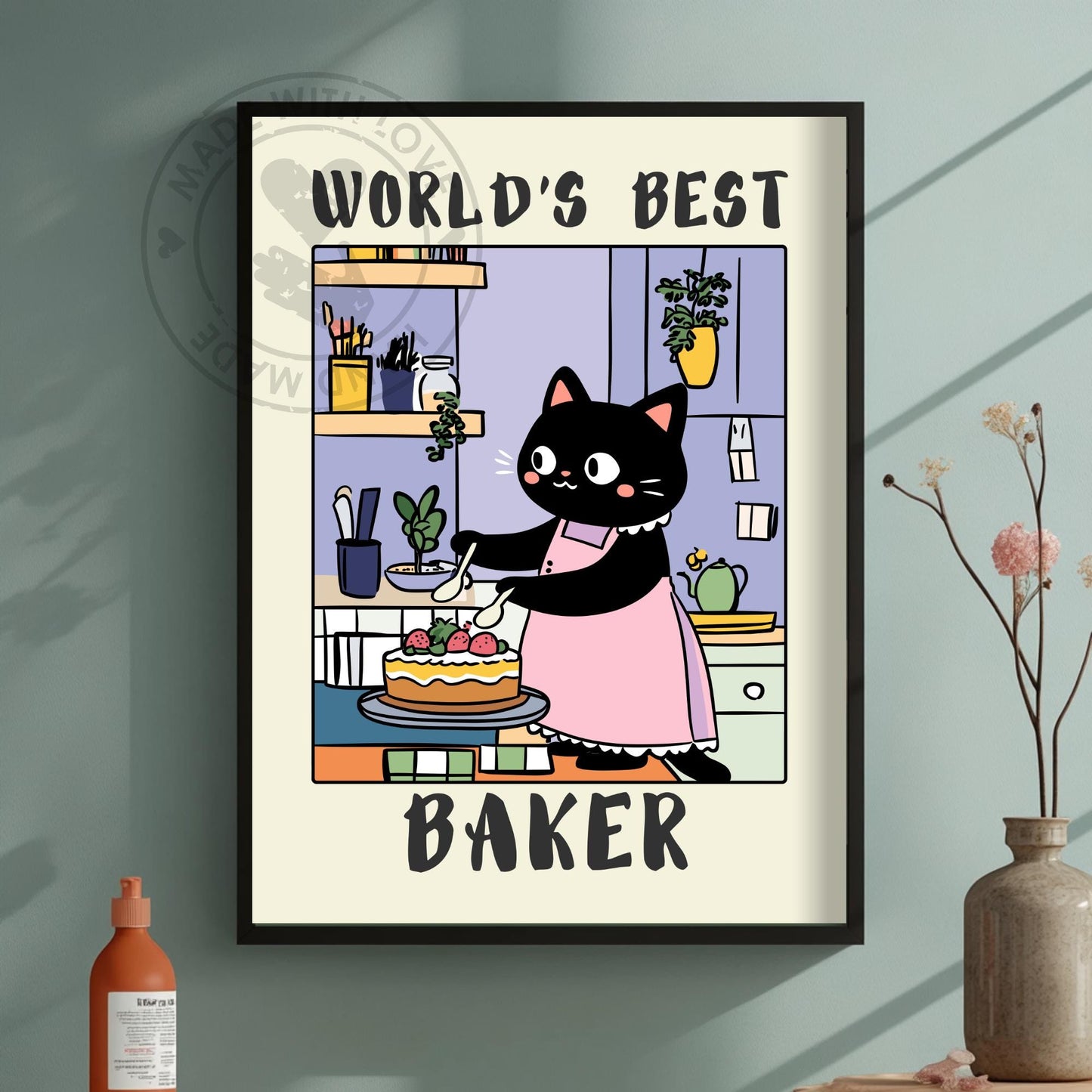 World's Best Baker Print Green Background