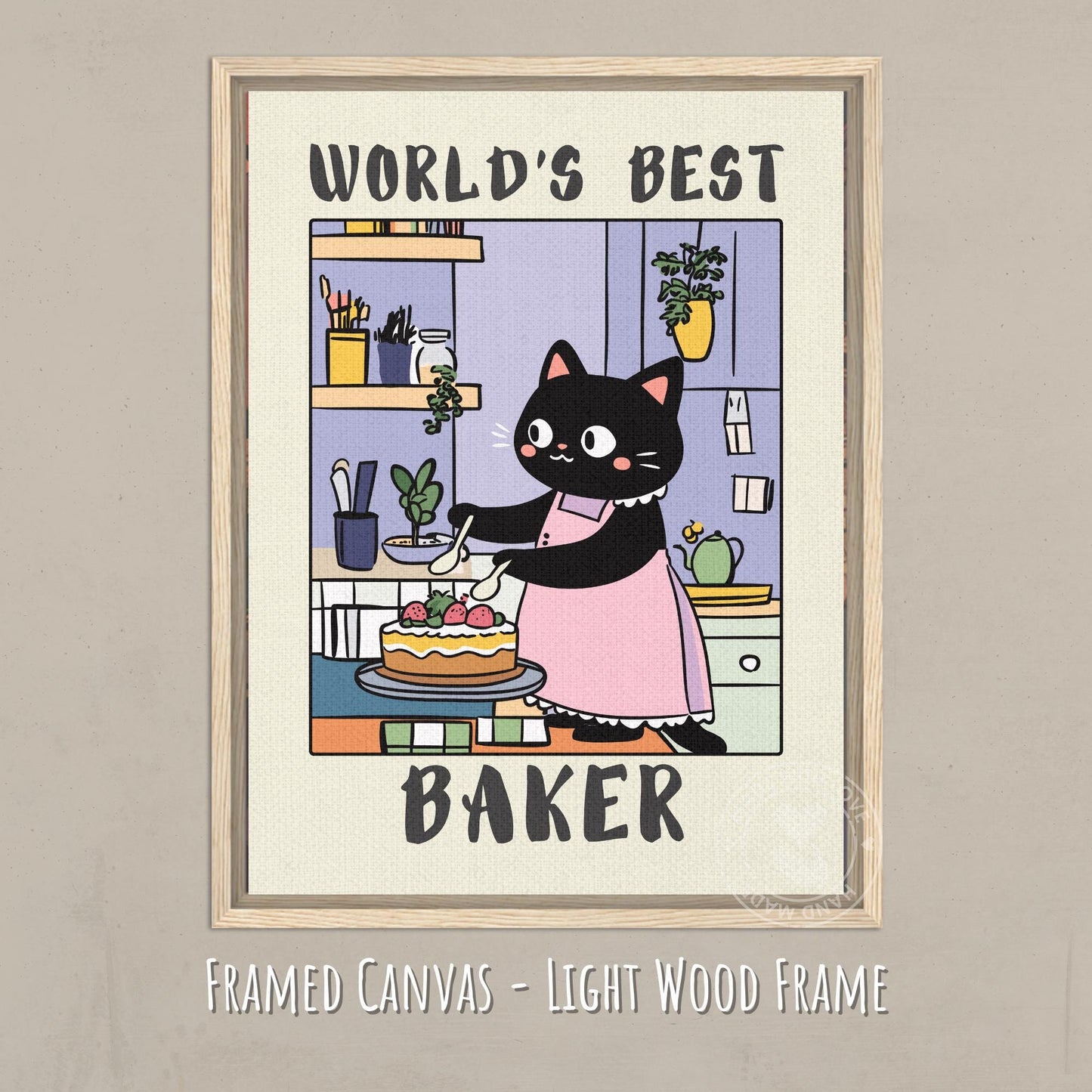 World's Best Baker Light Frame Canvas