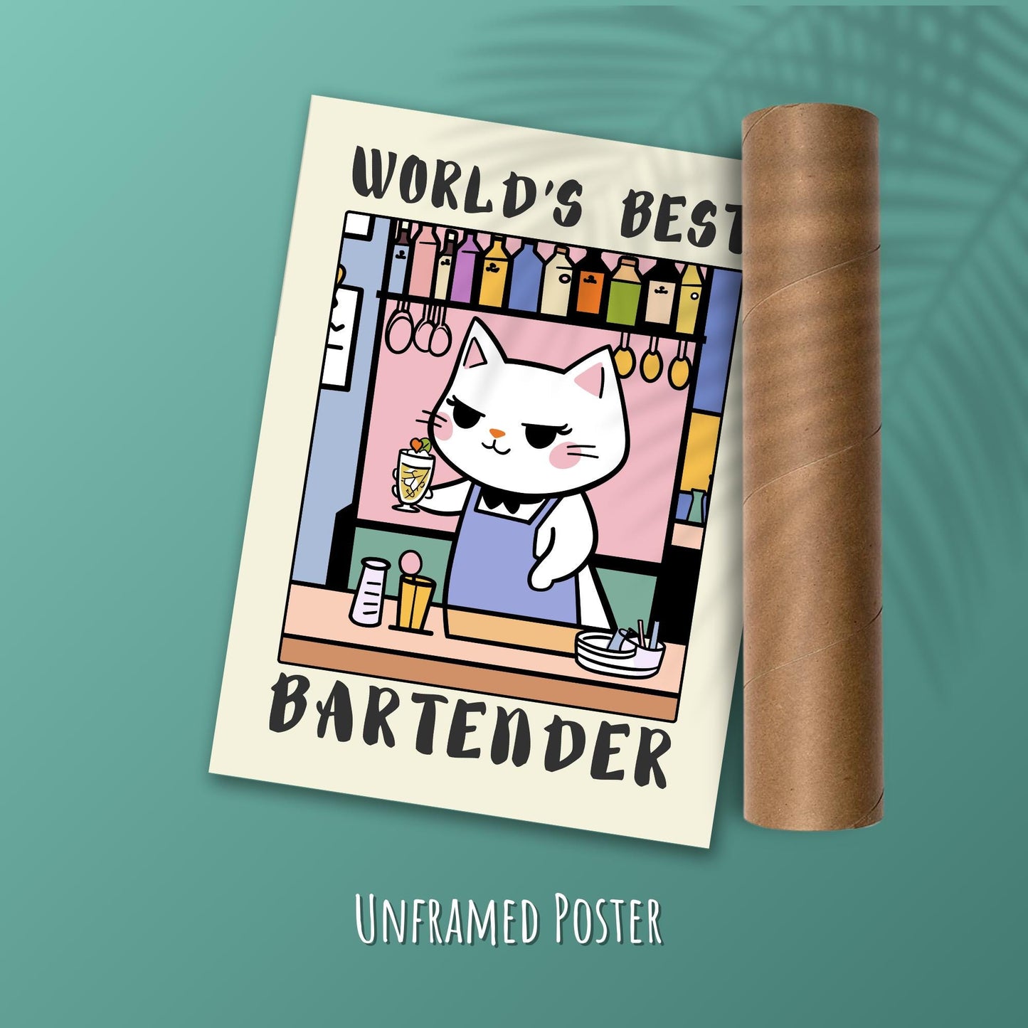 bartender Poster, Funny bartender gift idea PACKAGING
