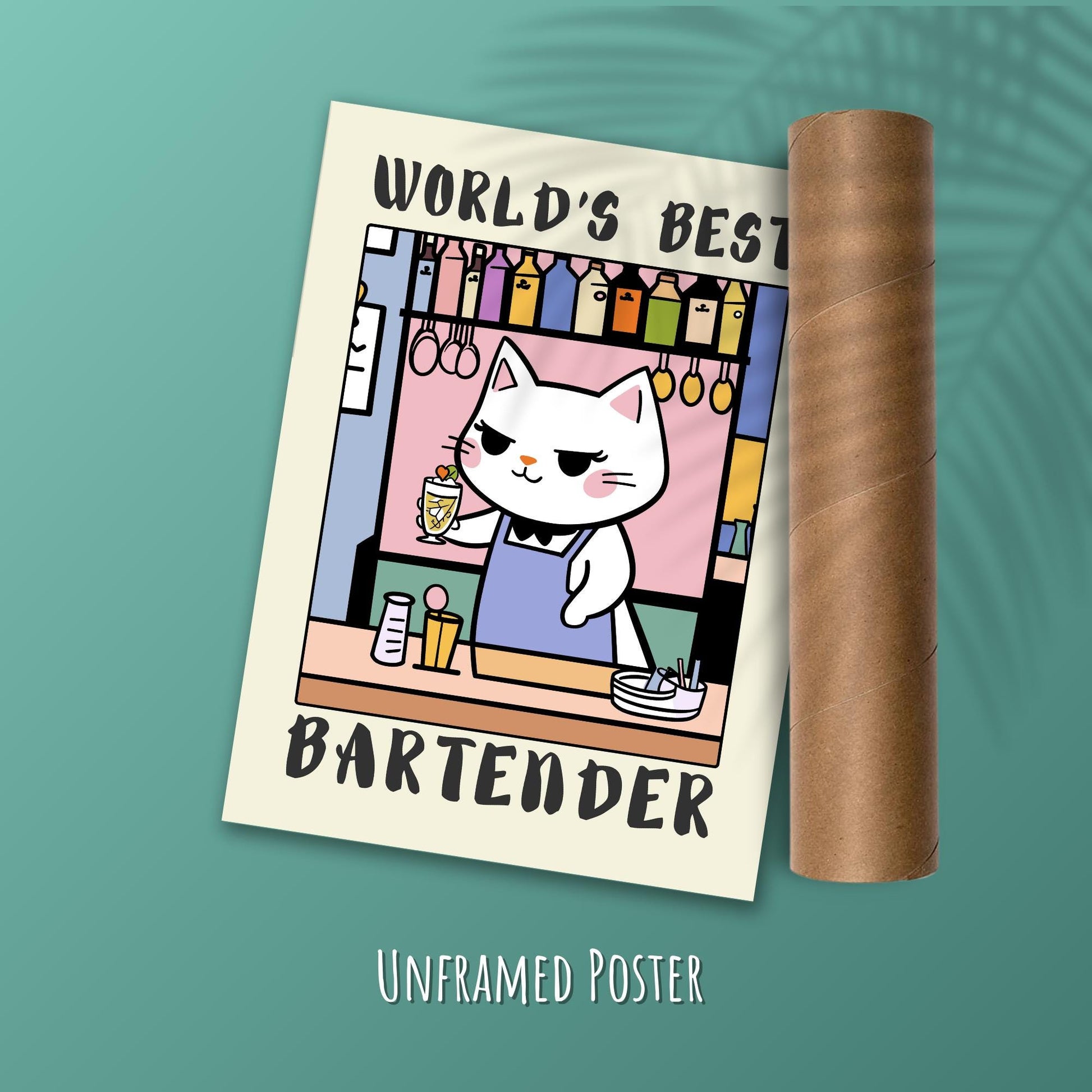 bartender Poster, Funny bartender gift idea PACKAGING