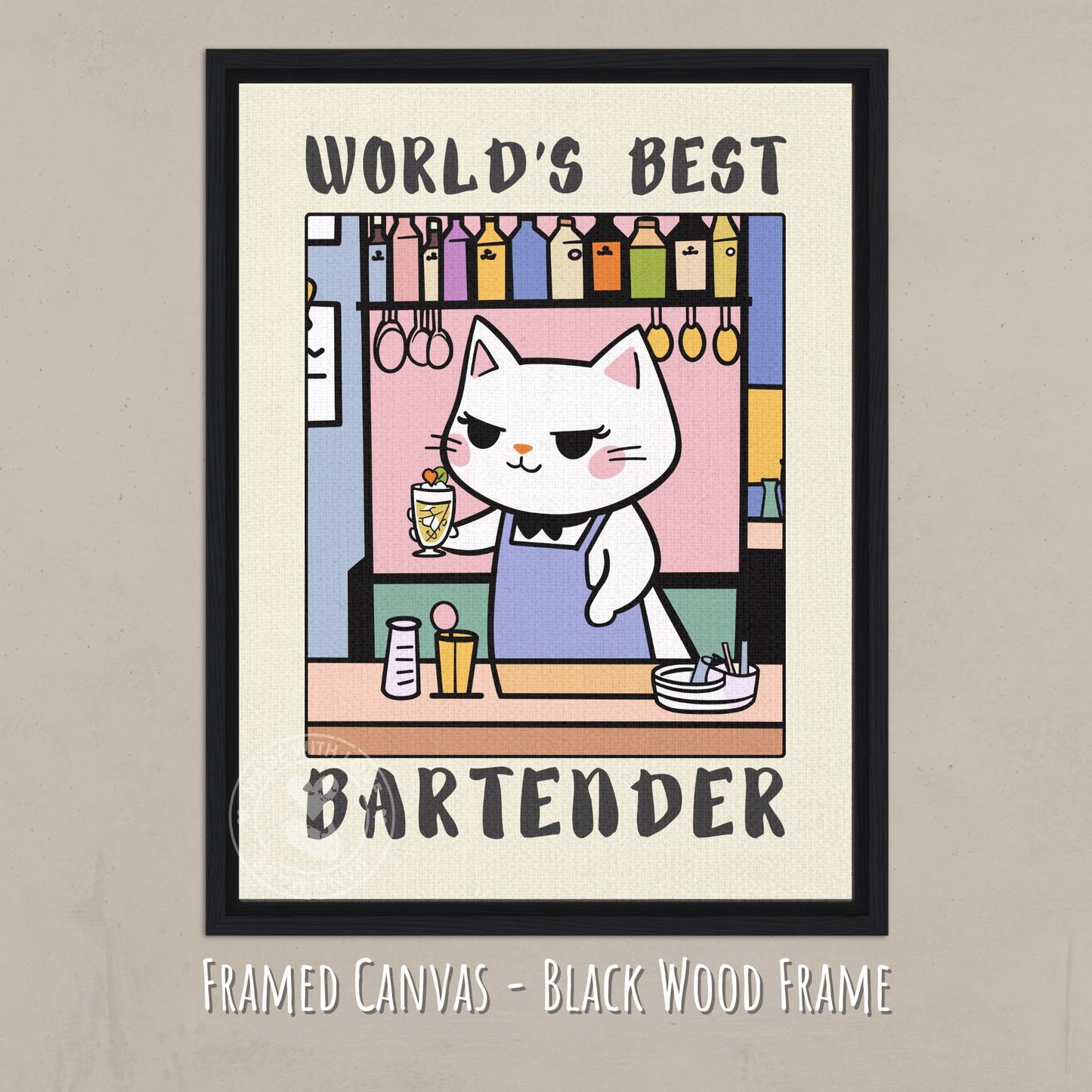 bartender Poster, Funny bartender gift idea - DARK FRAME CANVAS