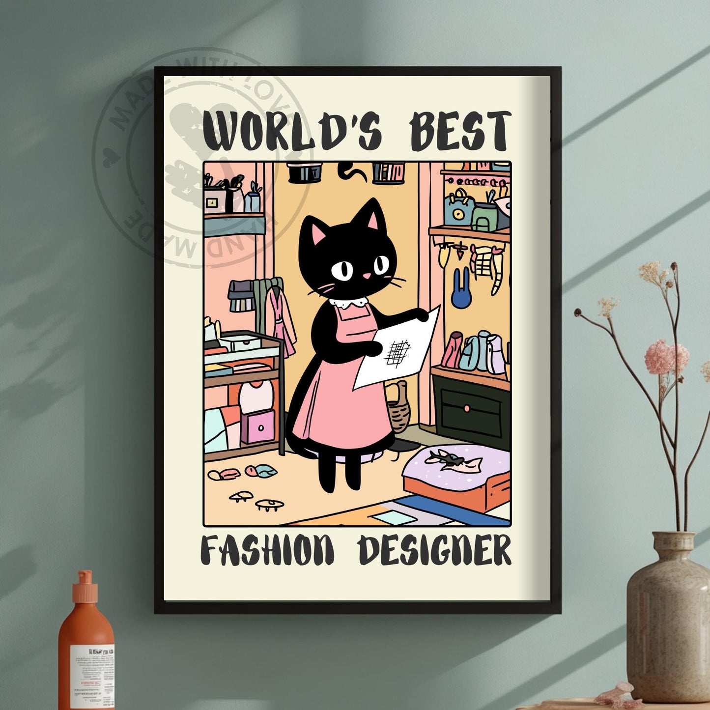 Fashion Designer Poster on a green background