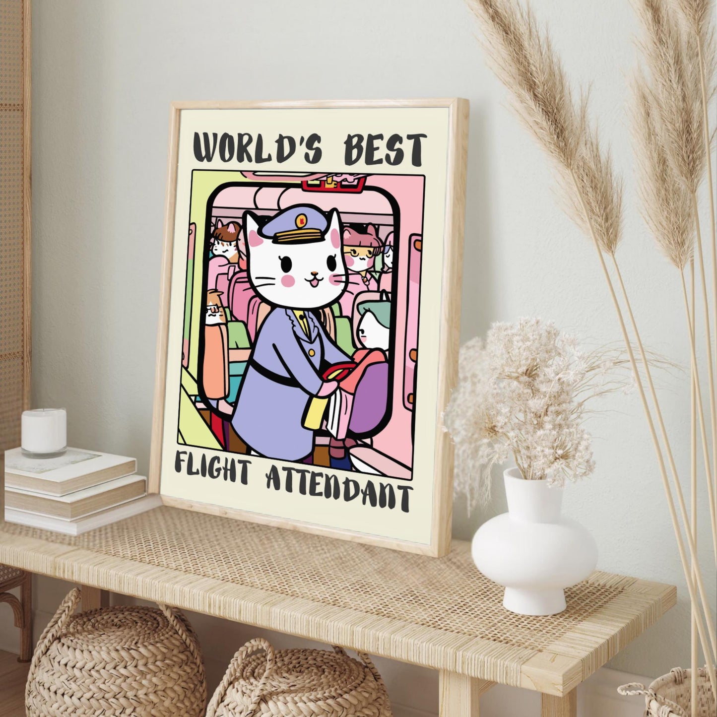 Flight attendant Poster on a cream background