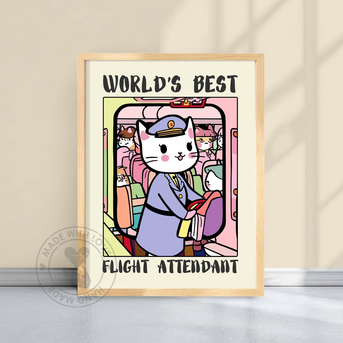 Flight attendant Poster on a yellow background