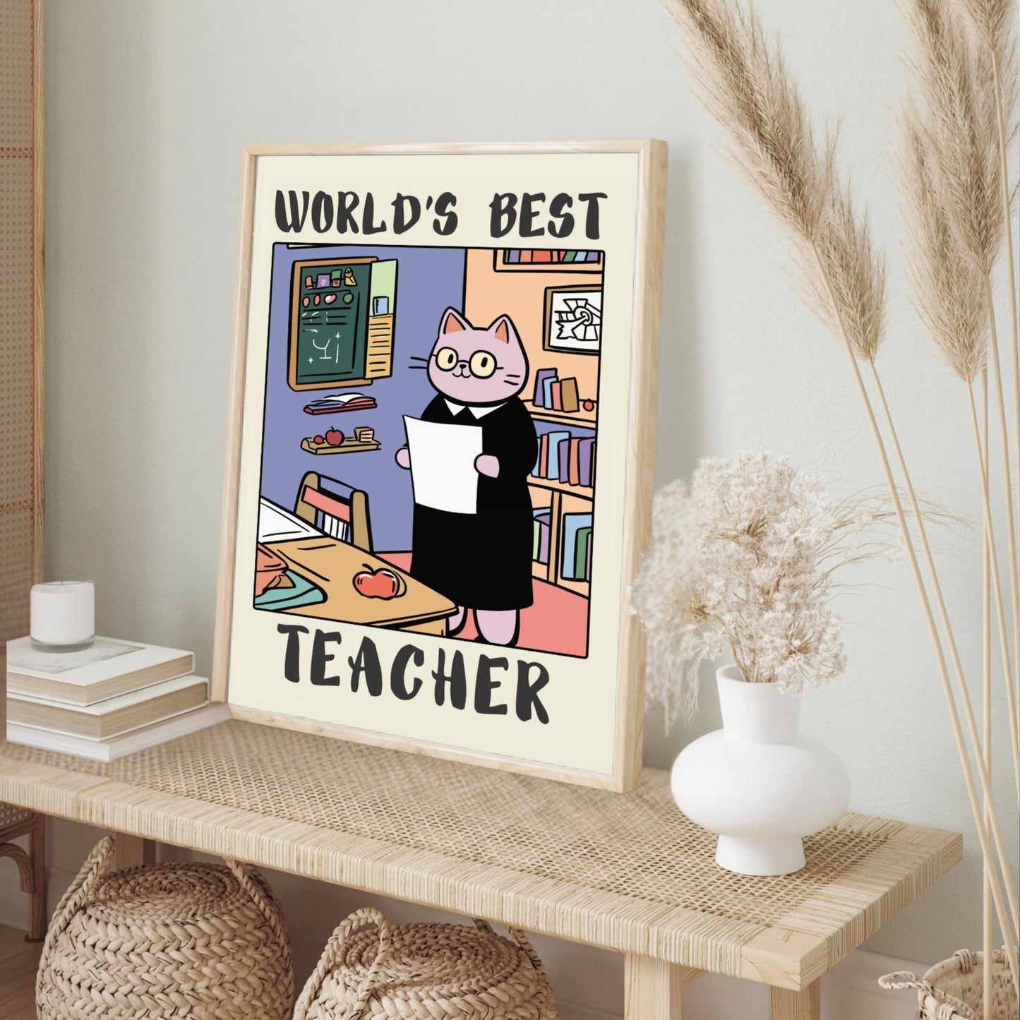 World's best Teacher Print - Cream Background