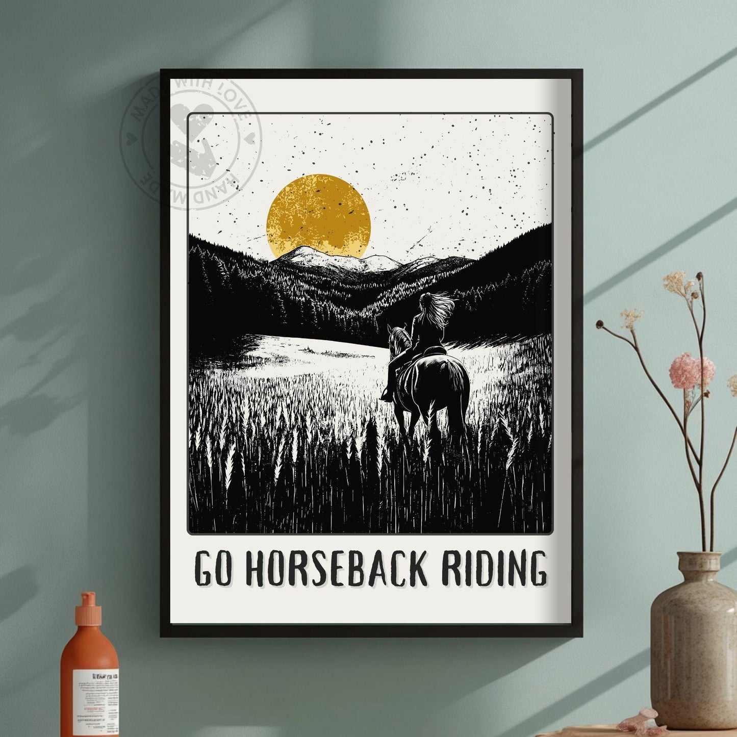 Go Horse Back Riding Poster - Green background