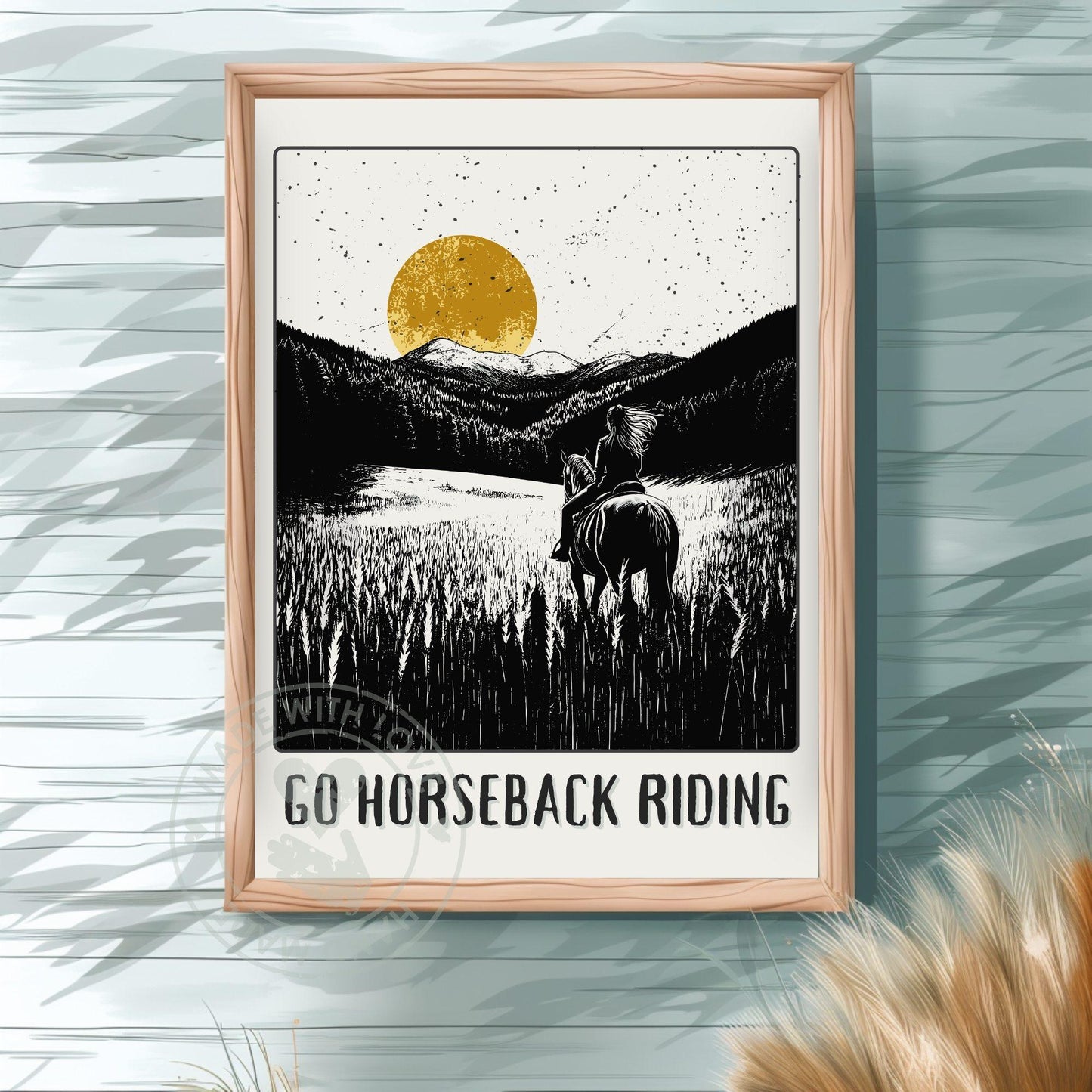 Go Horse Back Riding Poster - Green background