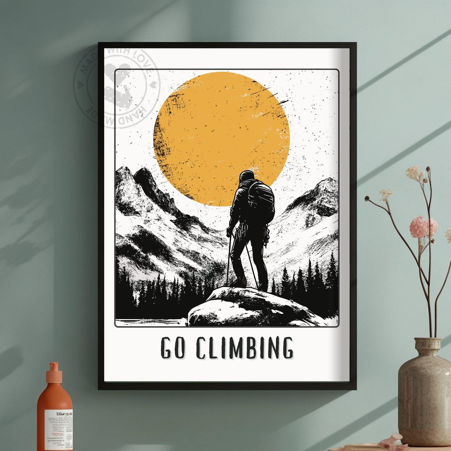 Go Climbing Poster - Green Background
