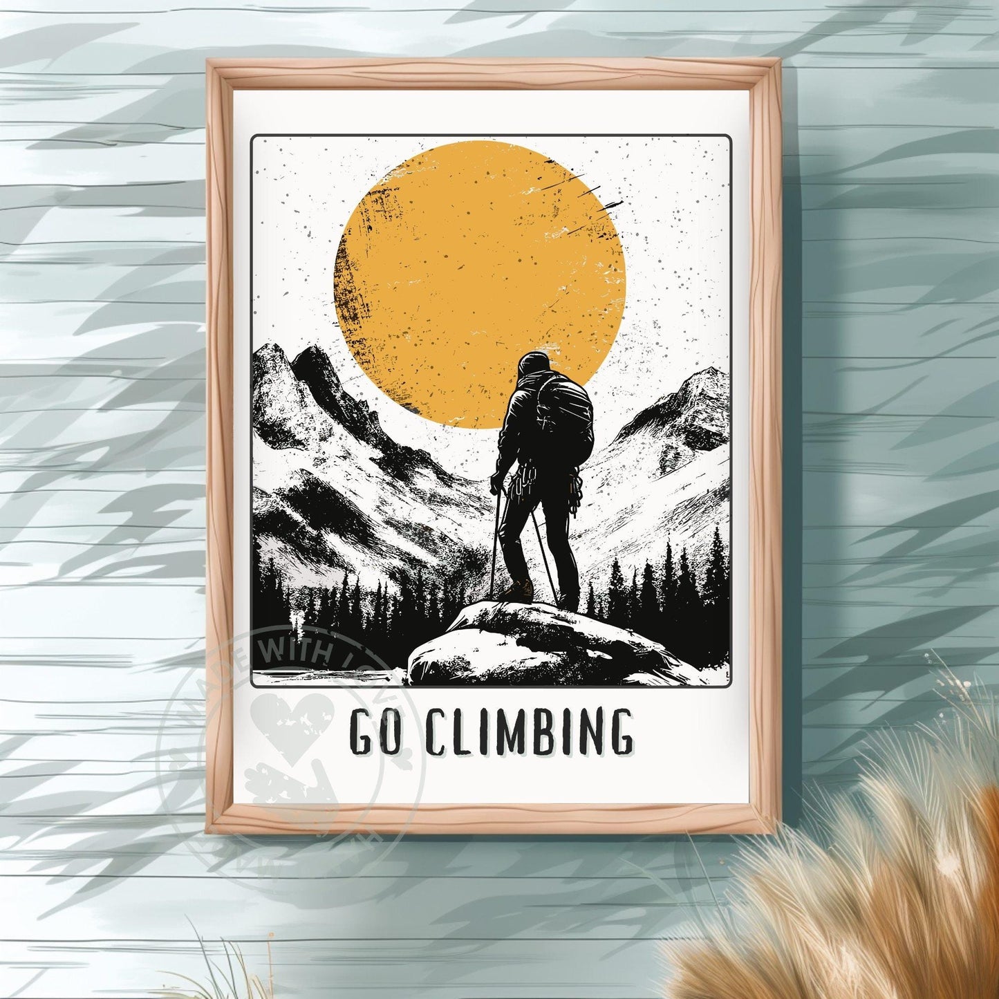Go Climbing Poster - Green Background