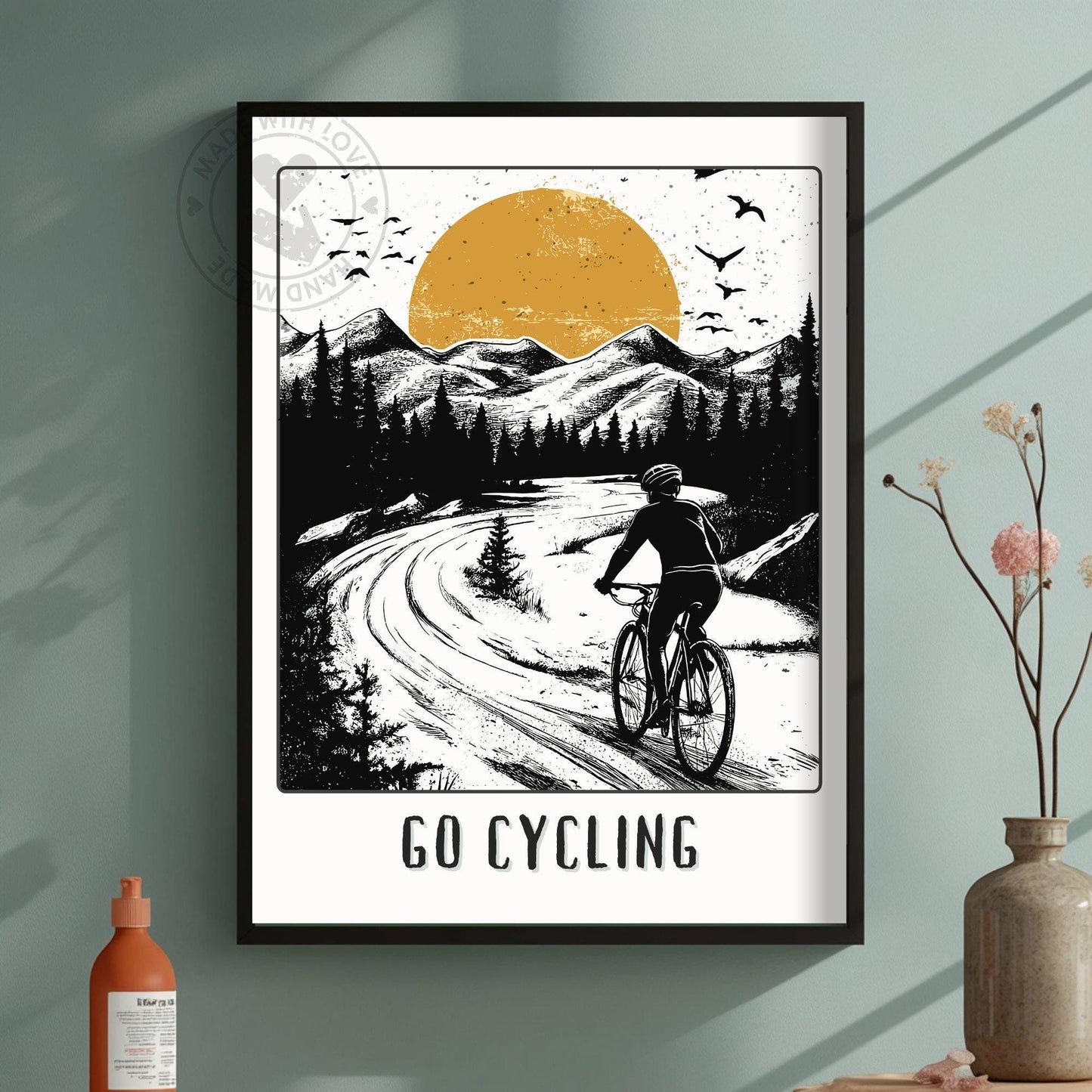 Go Cycling Poster - Green Background