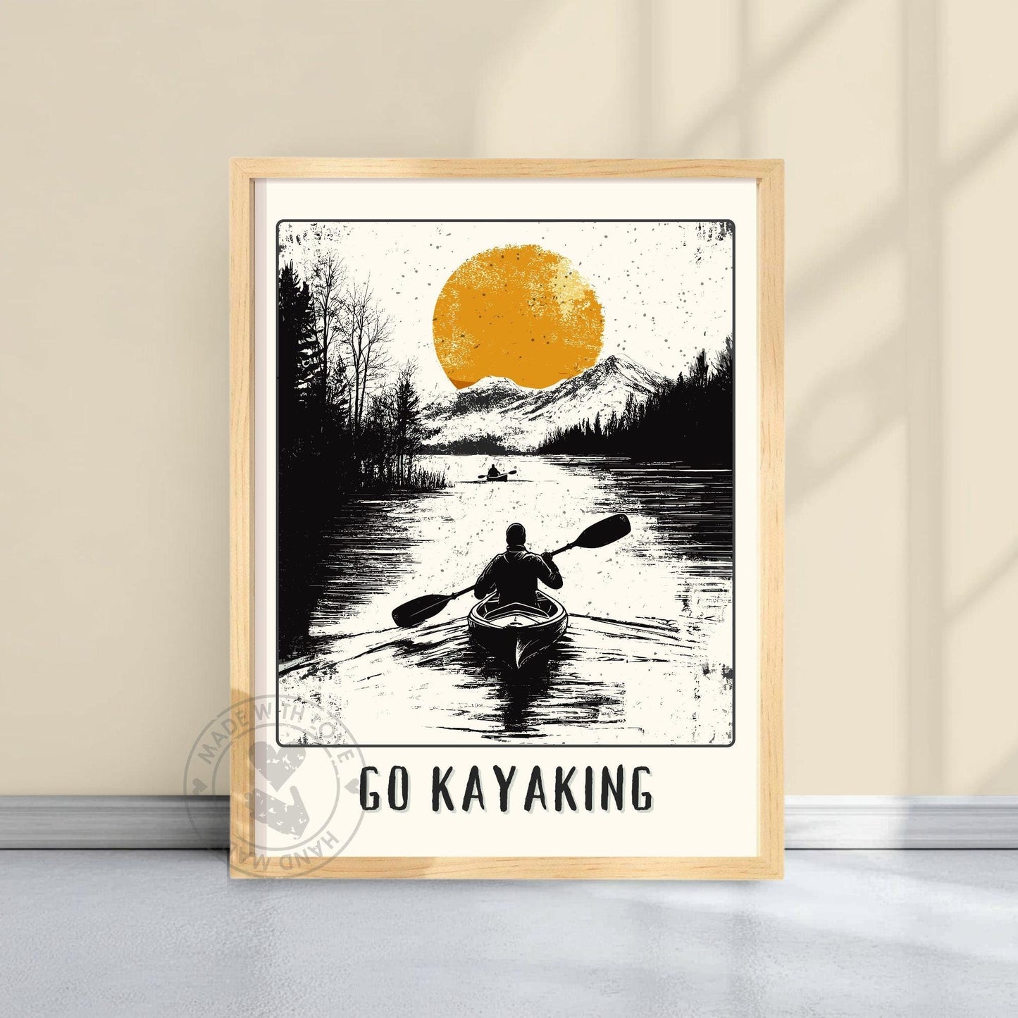 Go Kayaking Poster - Yellow background