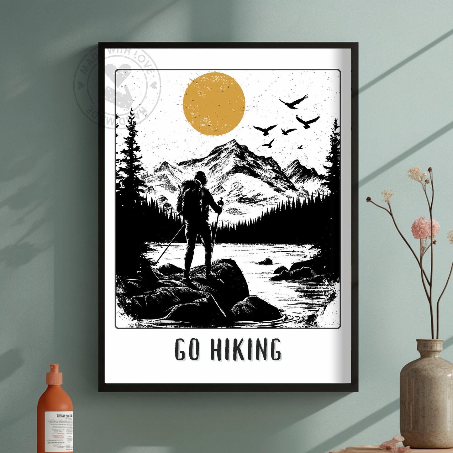 Go Hiking Poster - Green Background