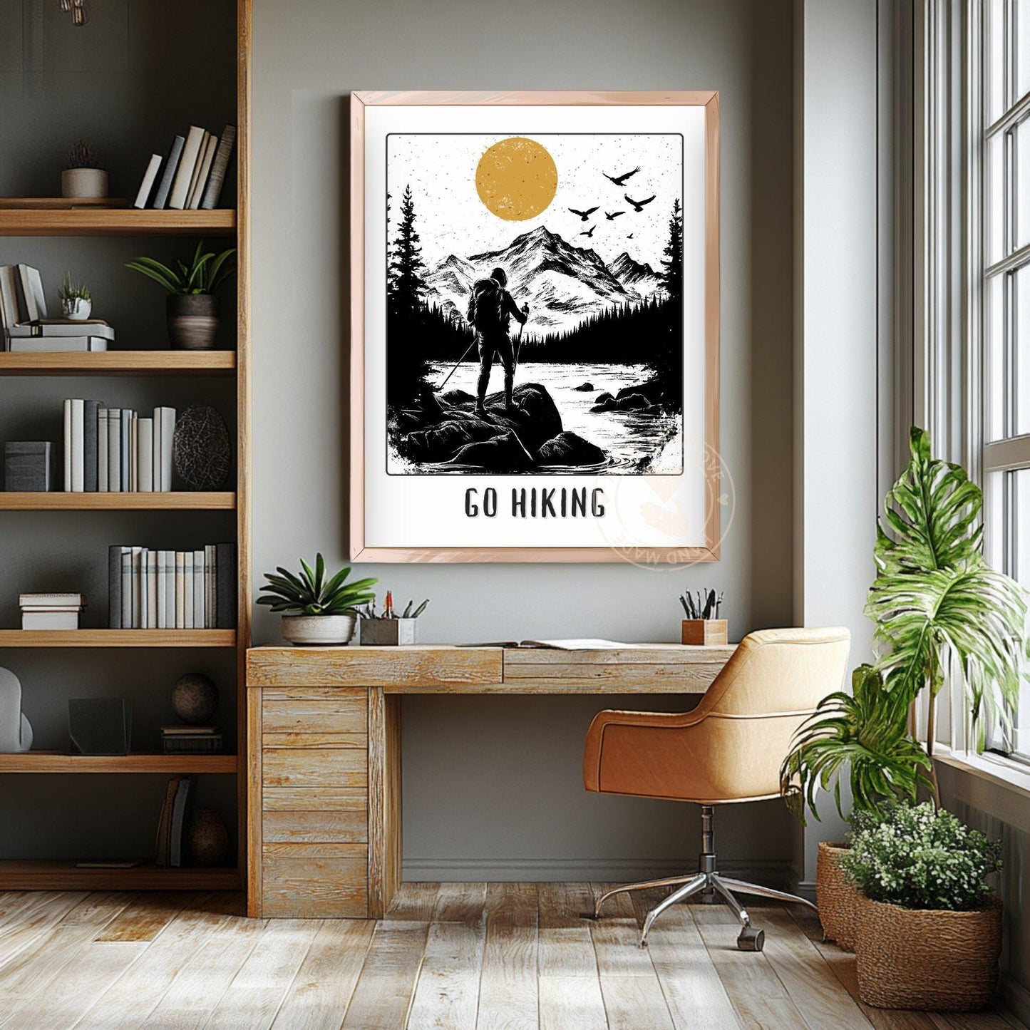 Go Hiking Poster - Living room Wall Background