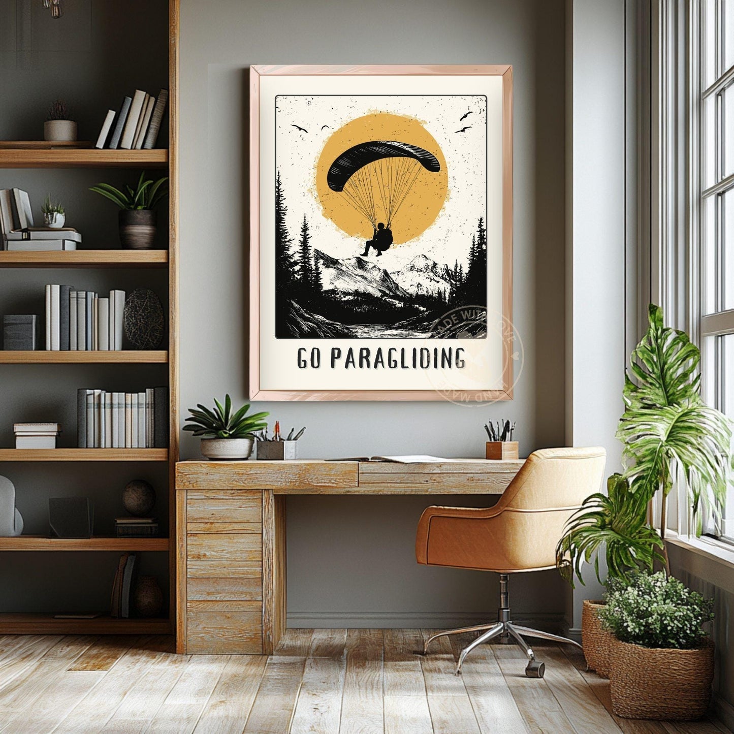 Go Paragliding Poster - Living Room Wall Background