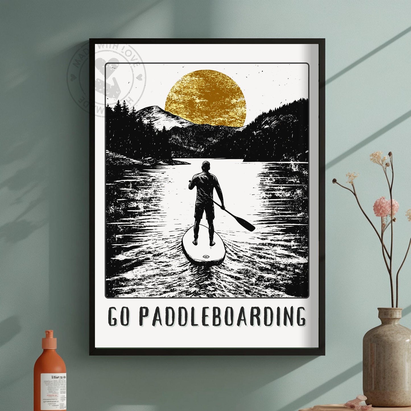 Go Paddleboarding Print - Green Background