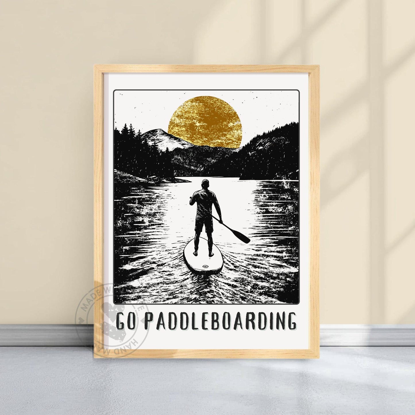 Go Paddleboarding Print - Yellow Background