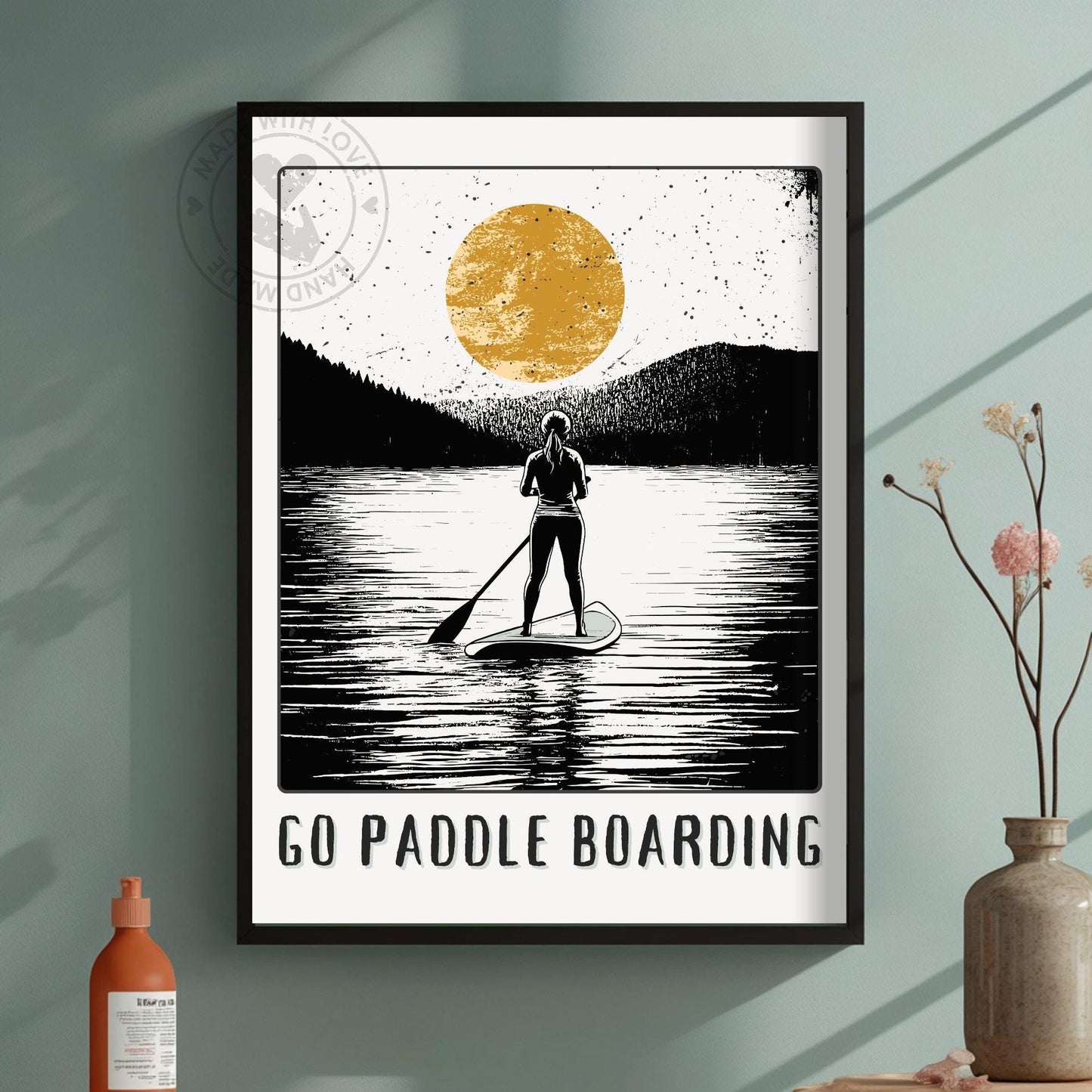 Go Paddle boarding Poster - Green wall
